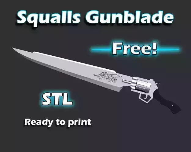 Squalls Gunblade from Final fantasy 8 3D-print Ready Free 3D print model