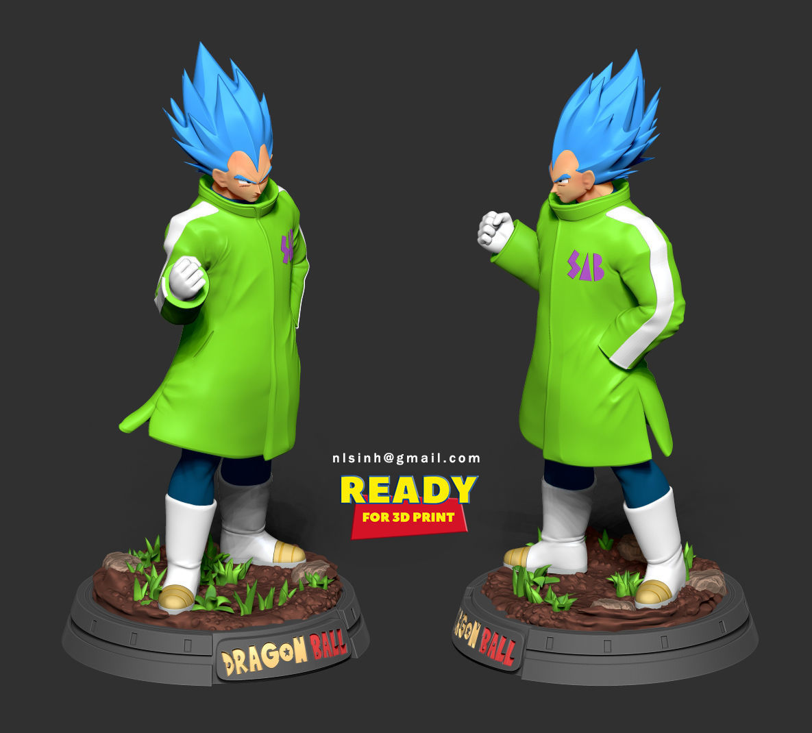 Vegeta In A Green Coat 3D print model_1