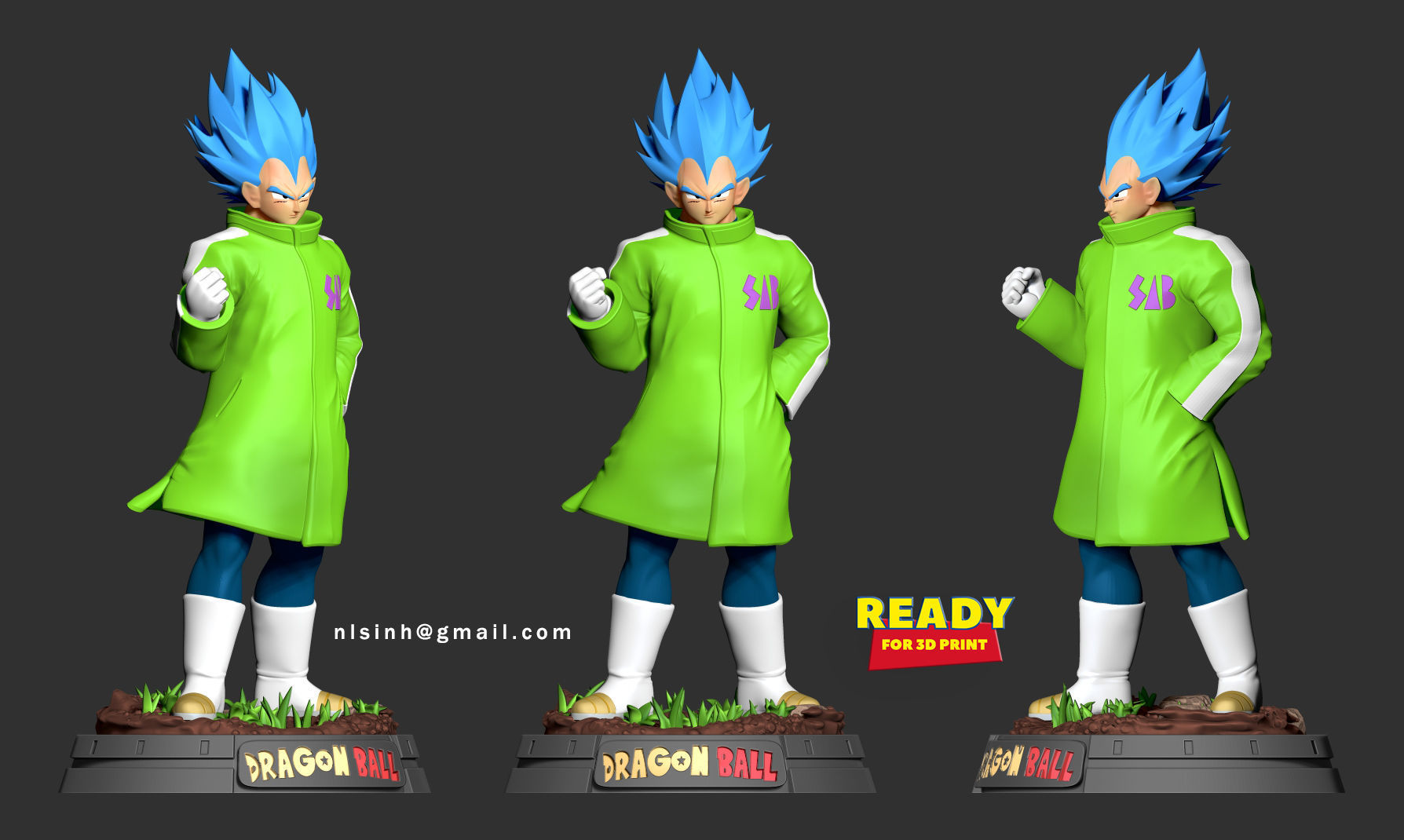 Vegeta In A Green Coat 3D print model_3