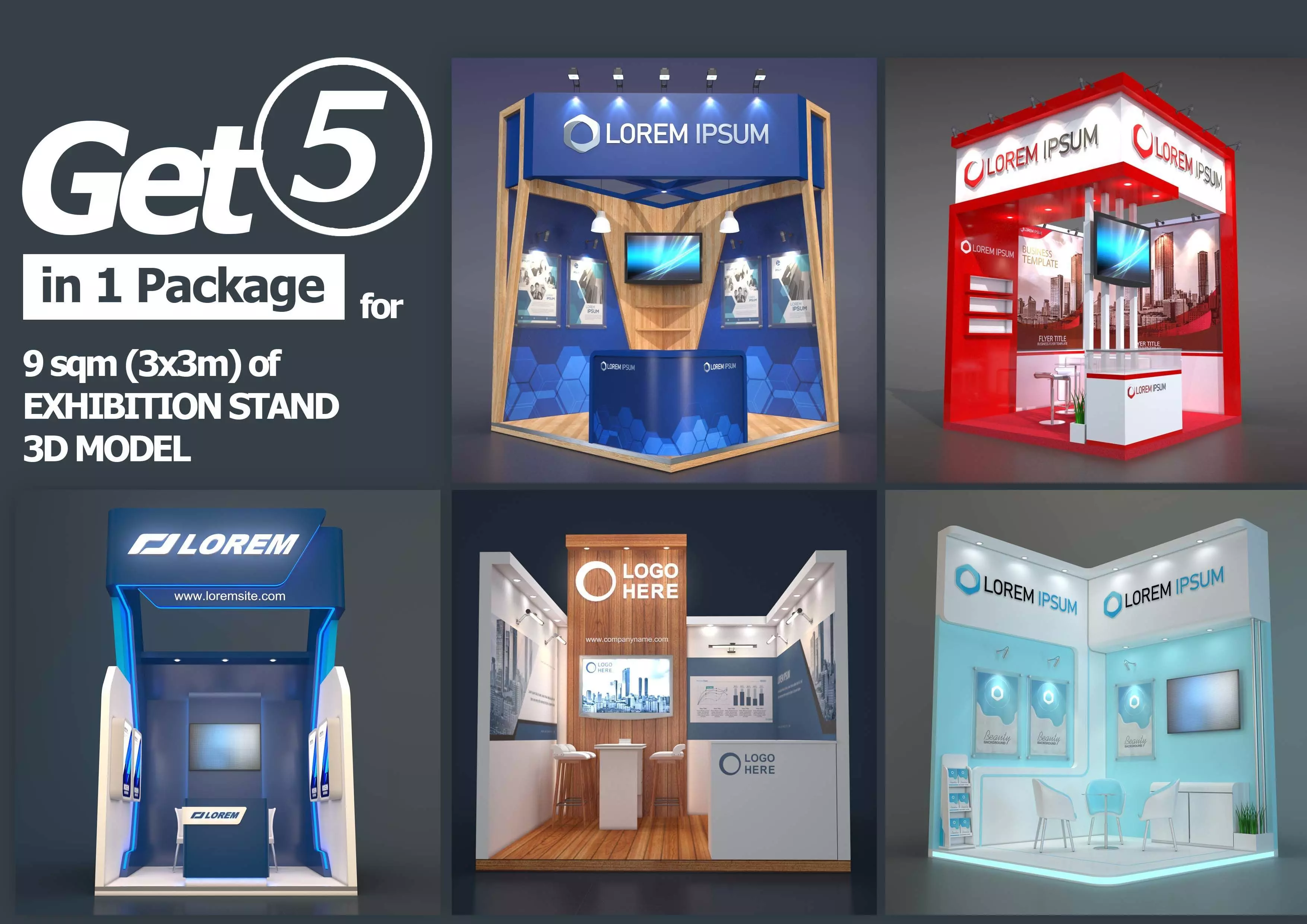 EXHIBITION STAND PACKAGE 04 3D Model Collection_0