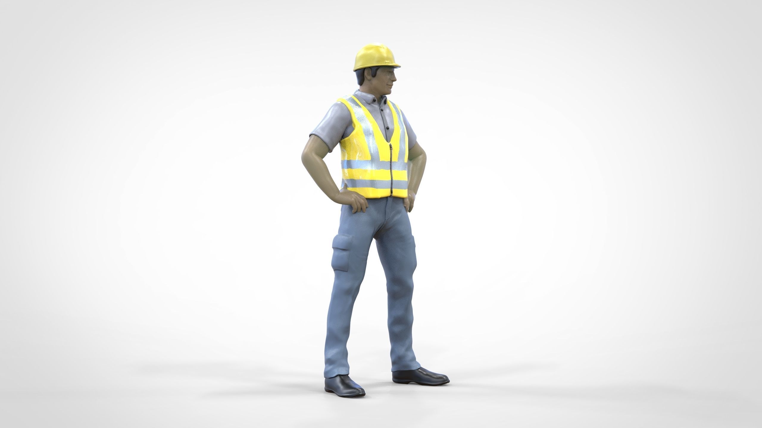 N3 Construction Worker 1 64 Miniature standing 3D print model_22