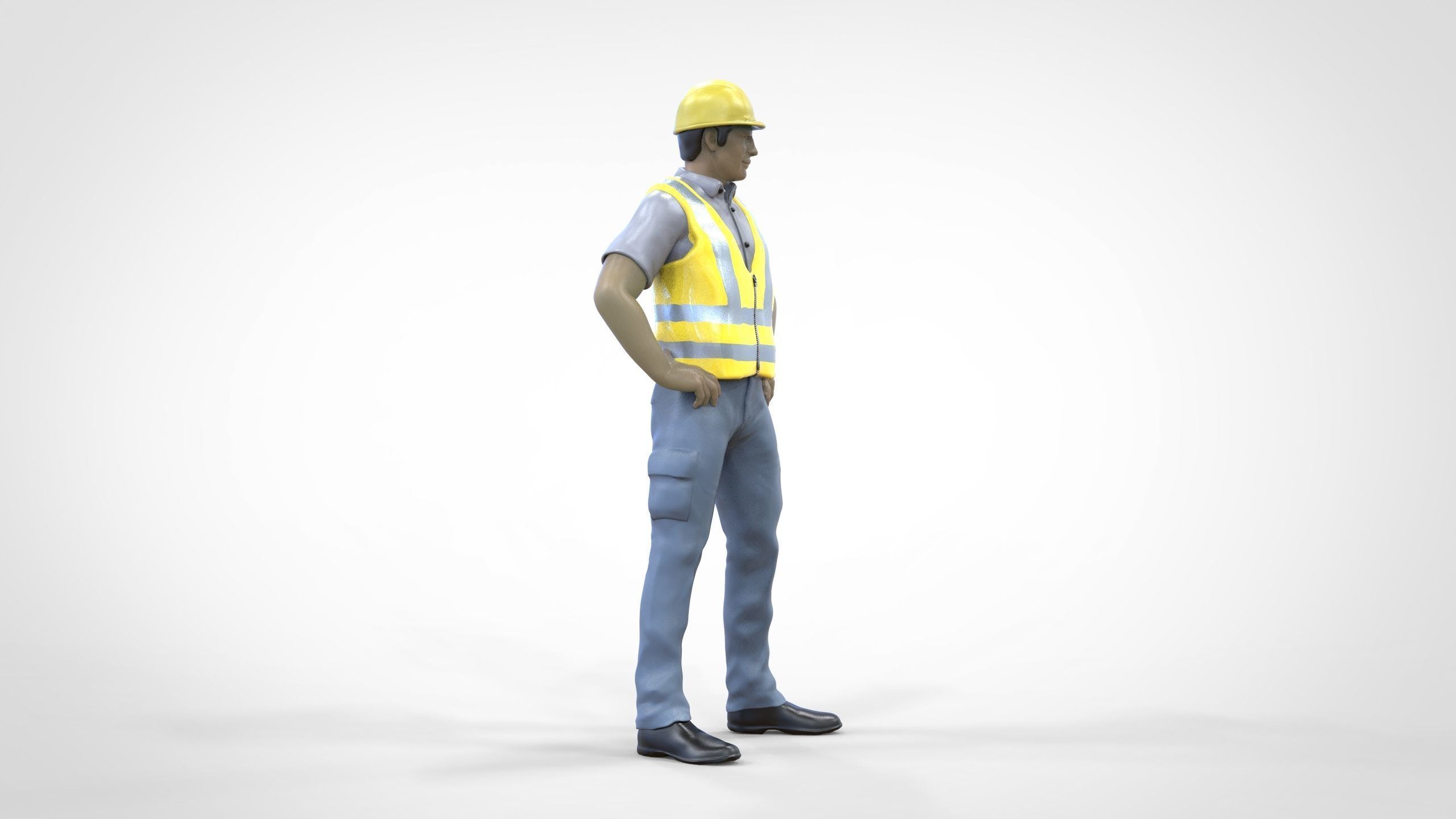 N3 Construction Worker 1 64 Miniature standing 3D print model_3