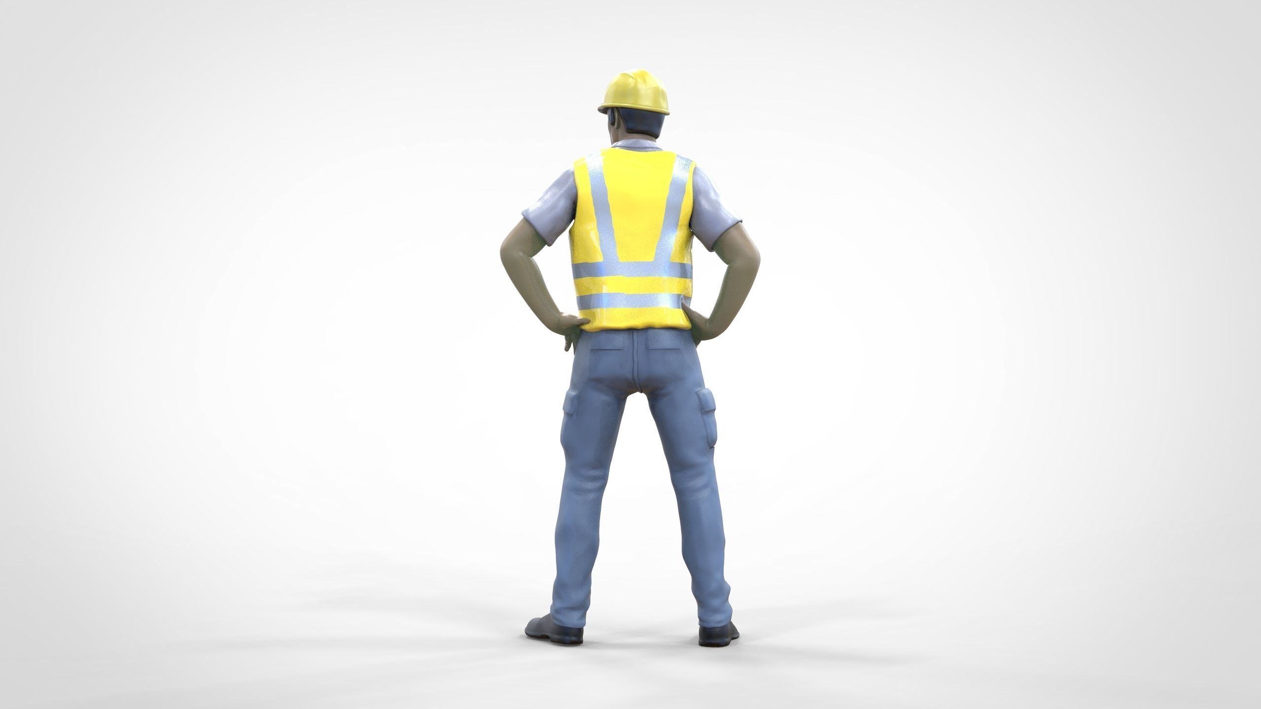 N3 Construction Worker 1 64 Miniature standing 3D print model_9