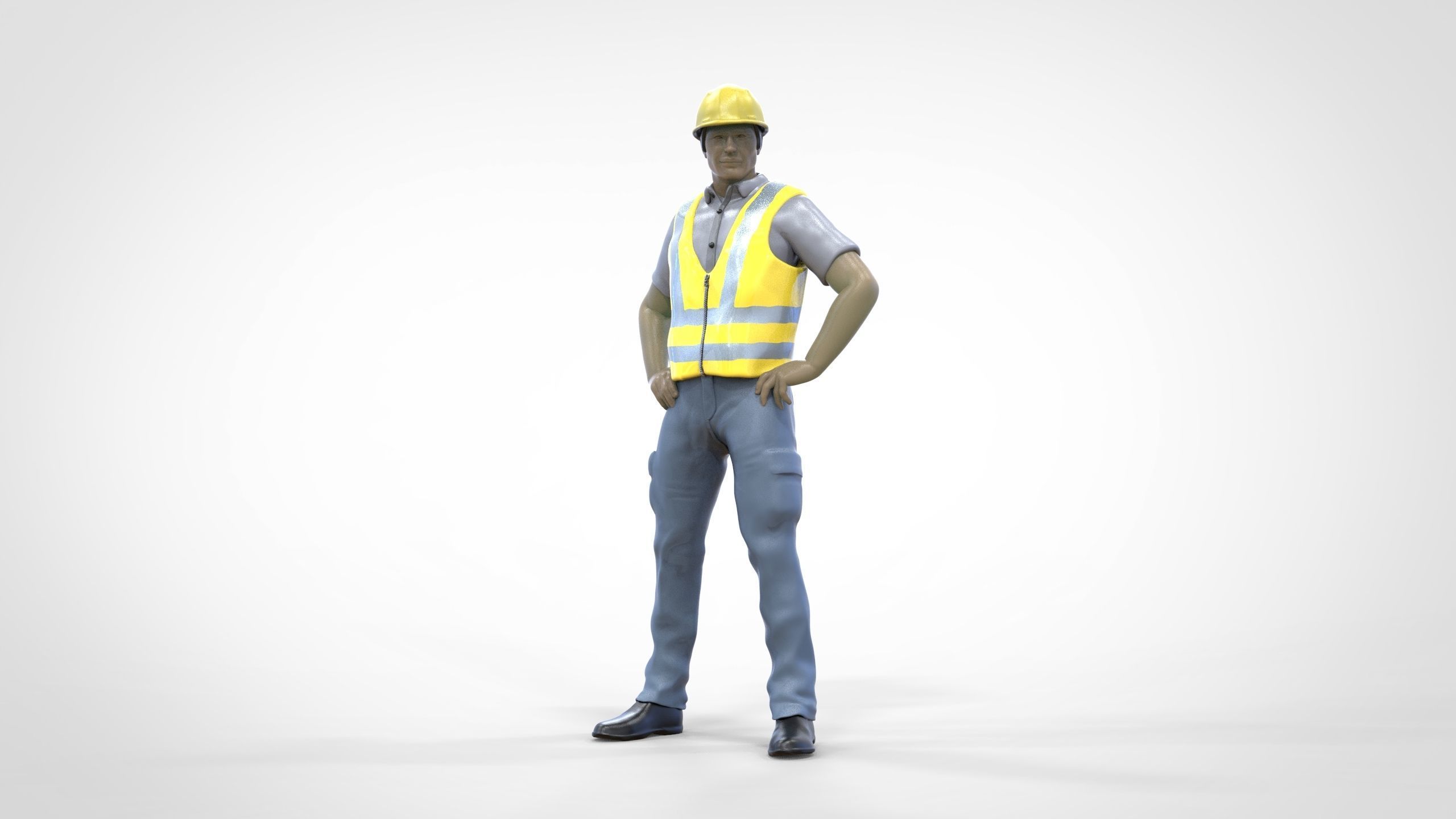 N3 Construction Worker 1 64 Miniature standing 3D print model_17