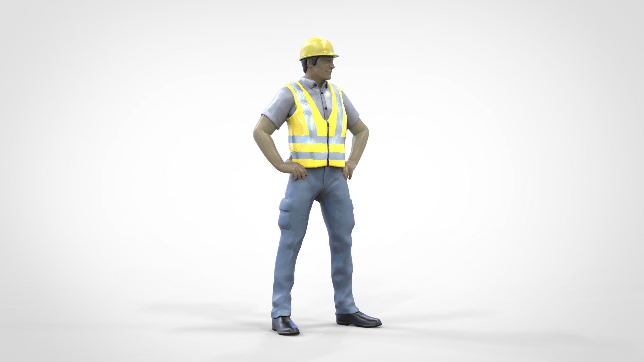 N3 Construction Worker 1 64 Miniature standing 3D print model_21