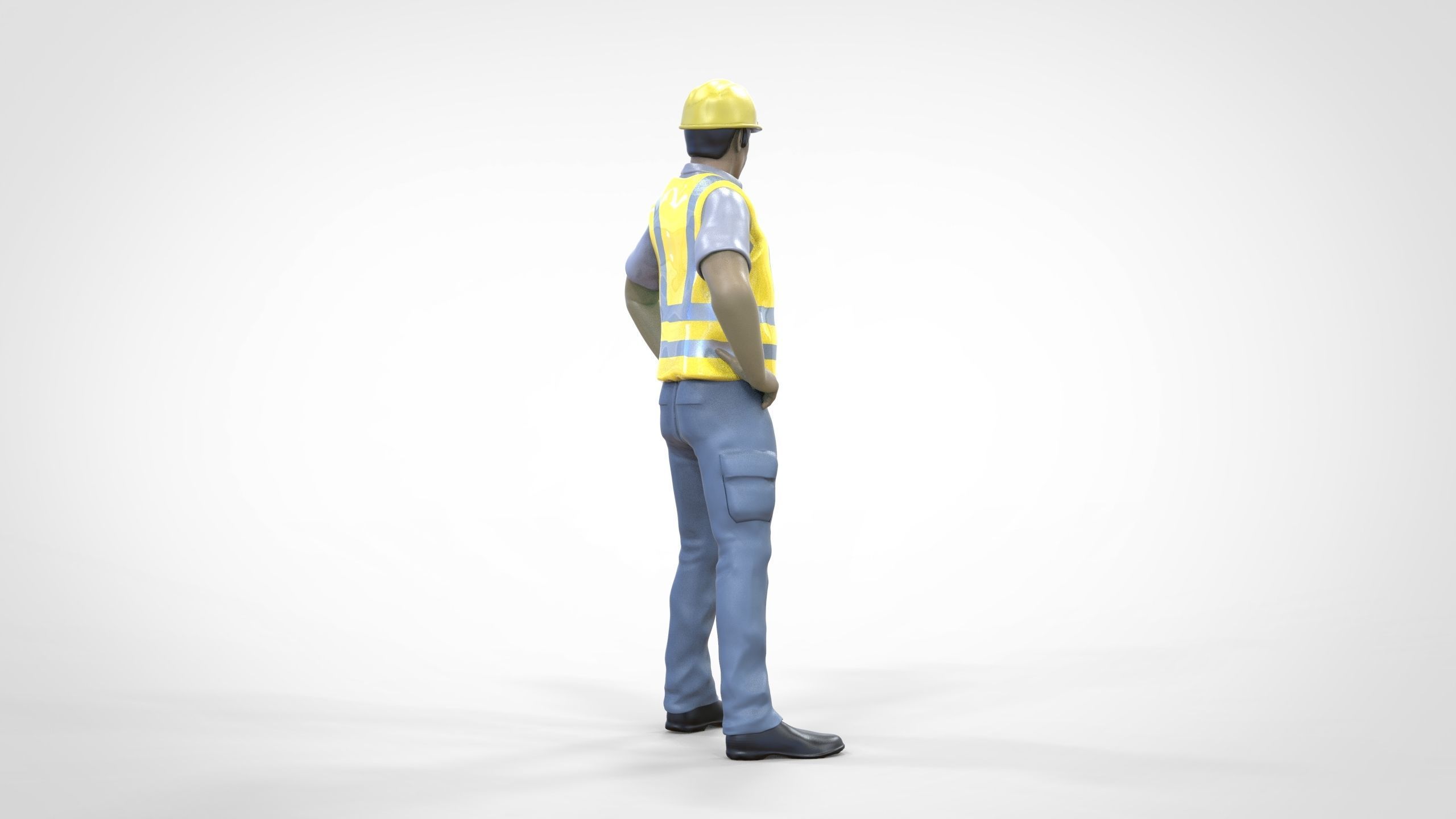 N3 Construction Worker 1 64 Miniature standing 3D print model_6
