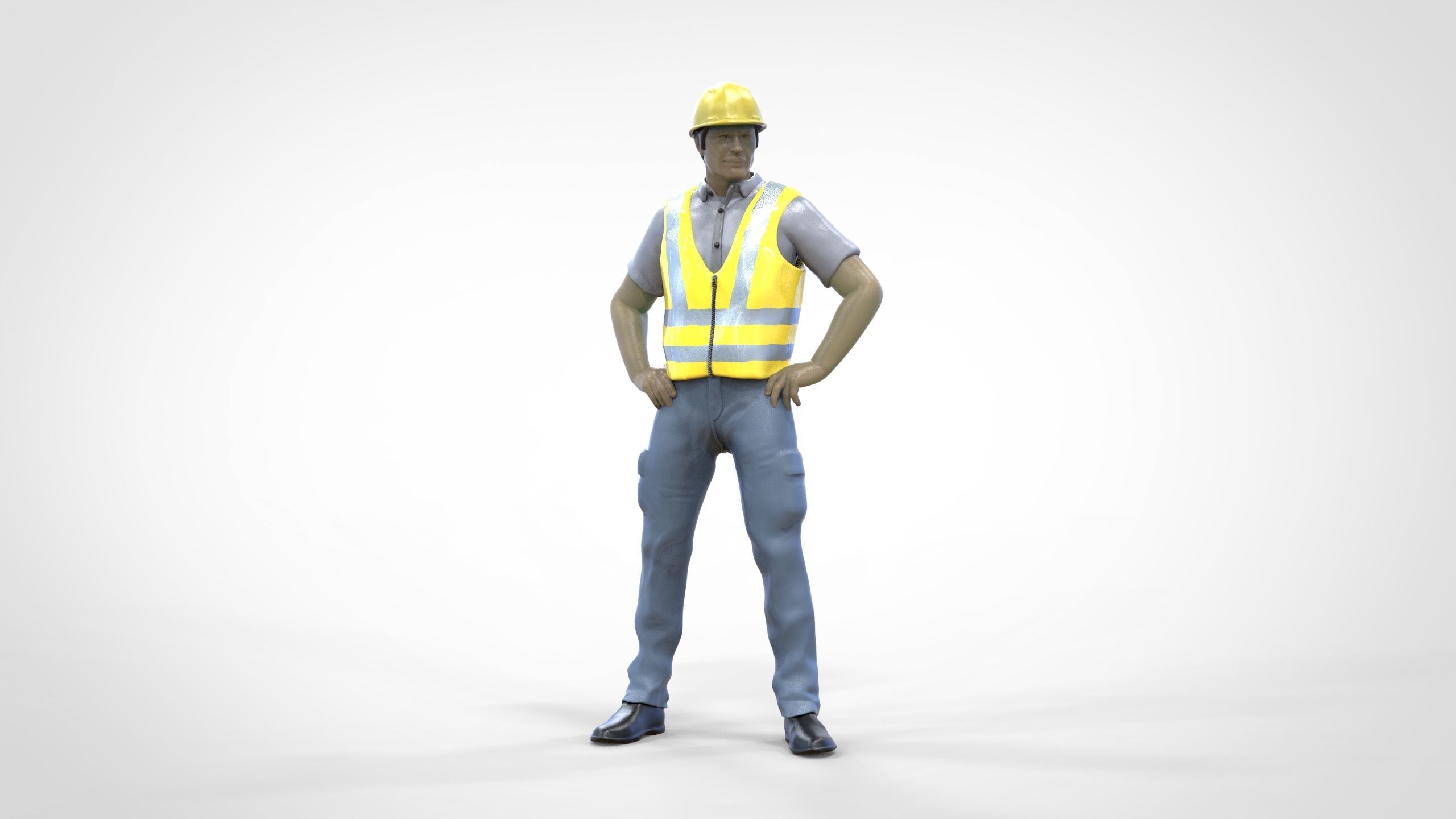 N3 Construction Worker 1 64 Miniature standing 3D print model_18