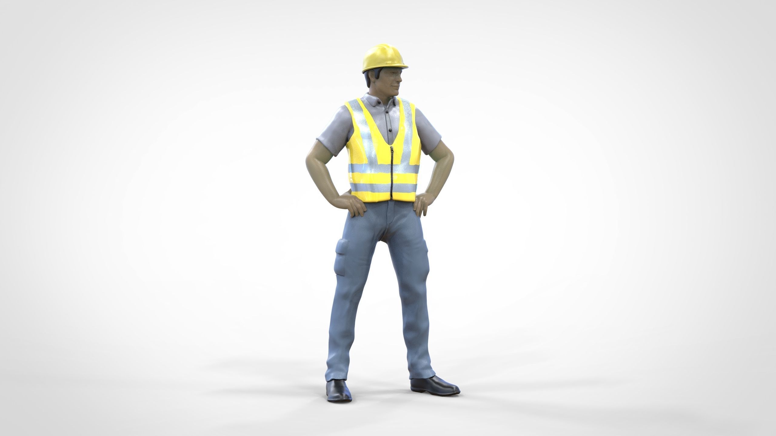 N3 Construction Worker 1 64 Miniature standing 3D print model_20