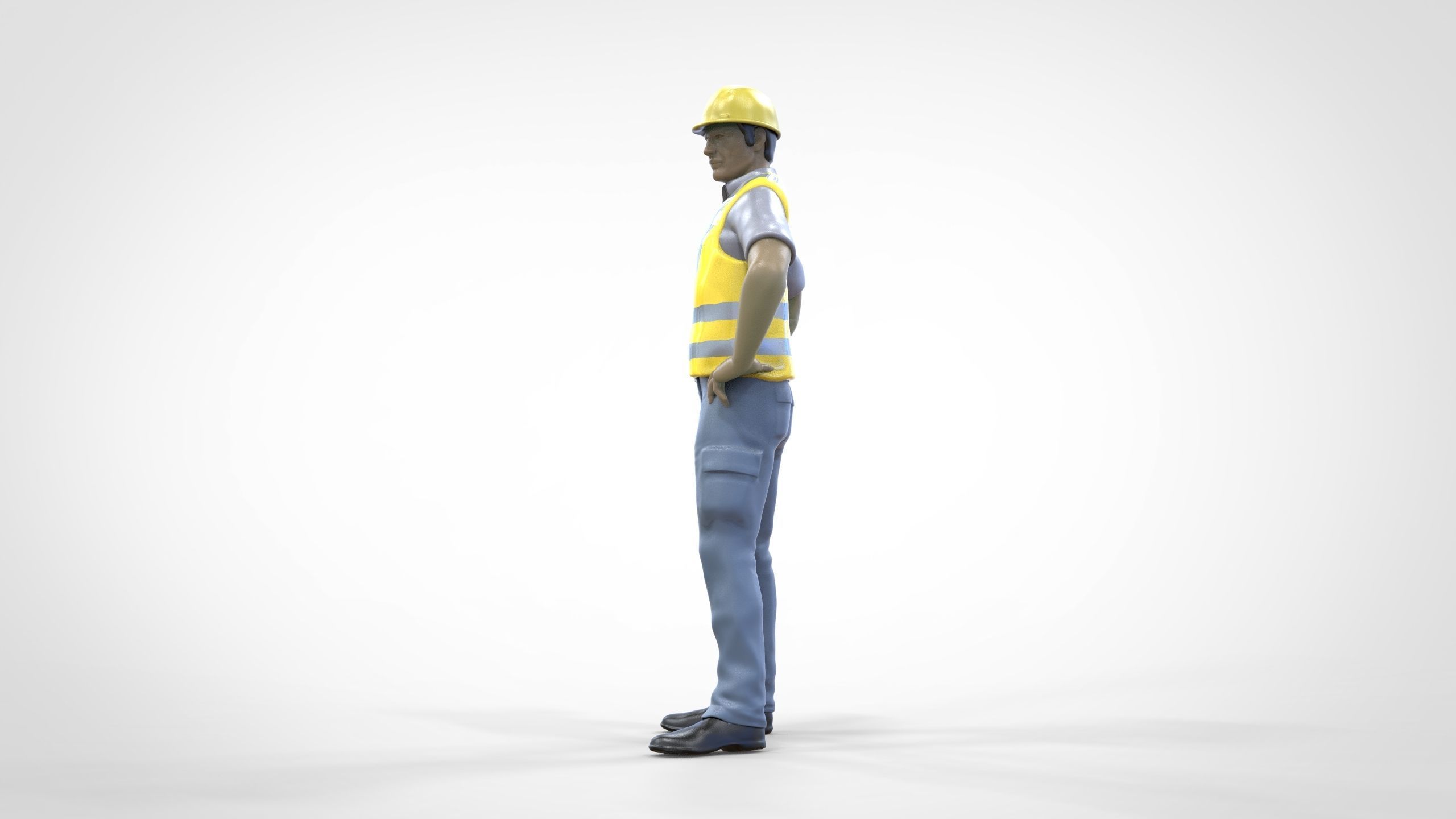 N3 Construction Worker 1 64 Miniature standing 3D print model_14
