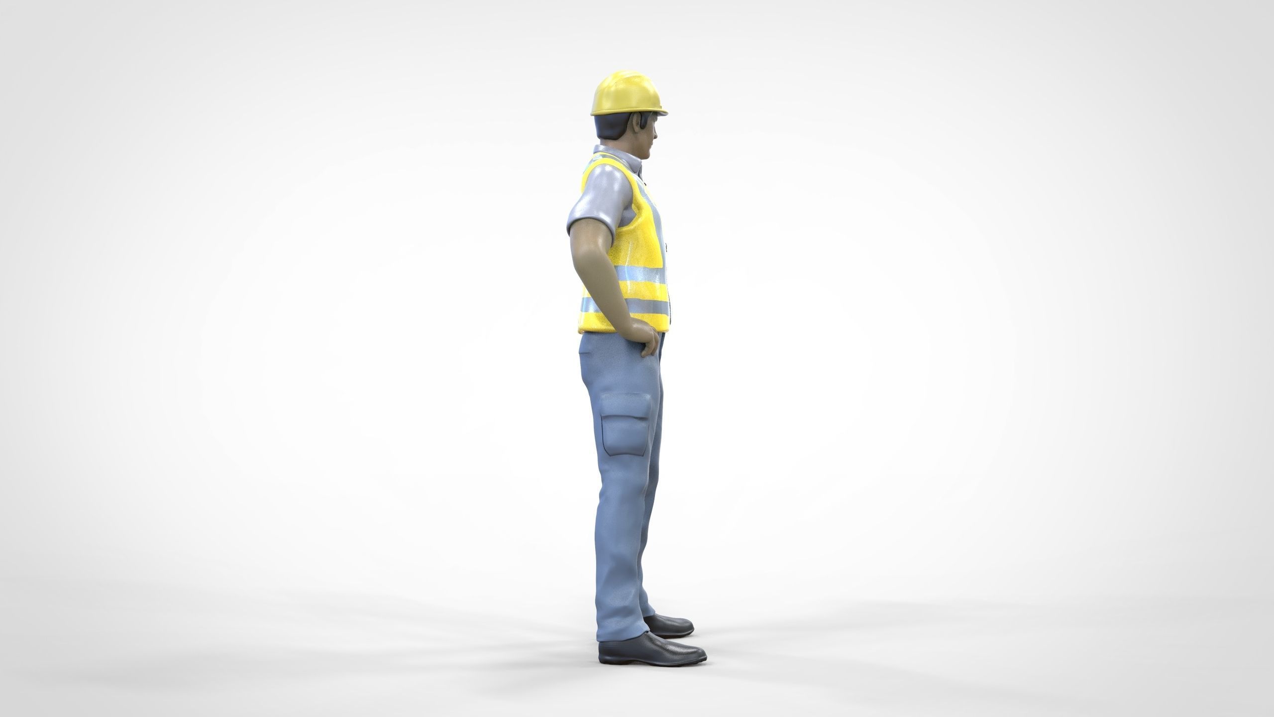 N3 Construction Worker 1 64 Miniature standing 3D print model_5