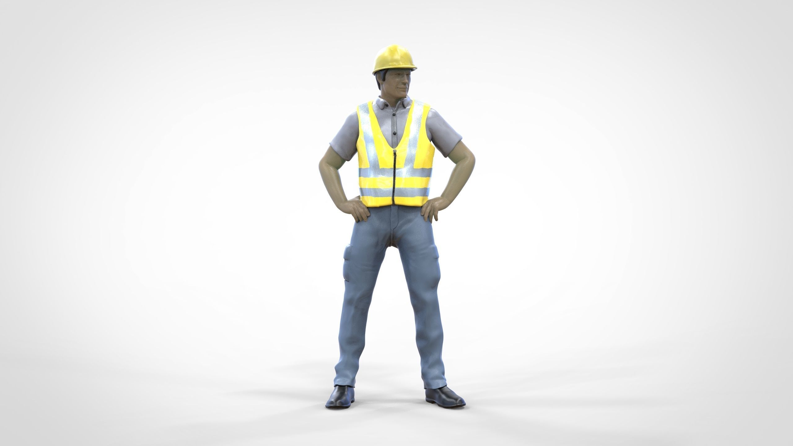N3 Construction Worker 1 64 Miniature standing 3D print model_19
