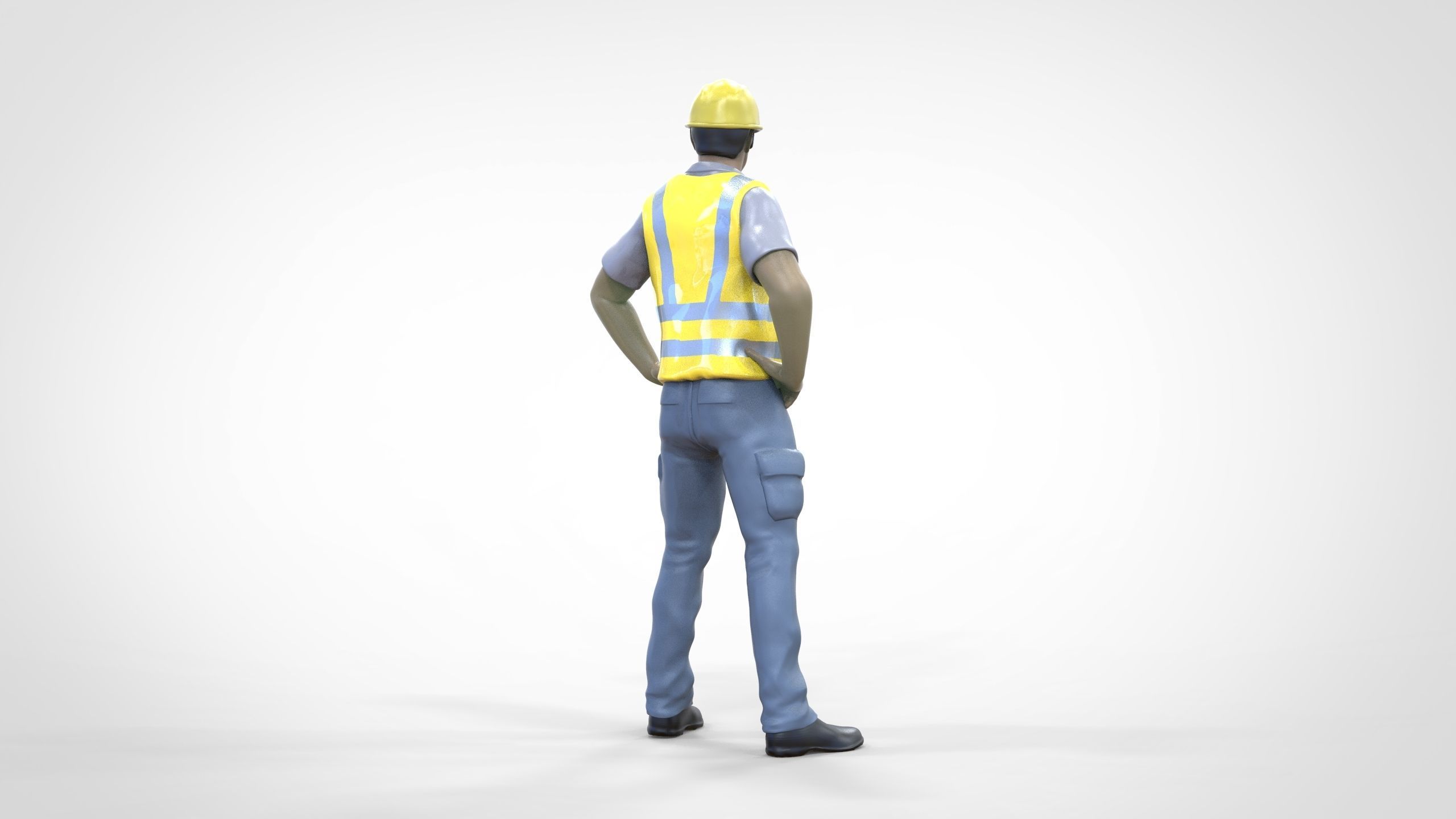 N3 Construction Worker 1 64 Miniature standing 3D print model_7
