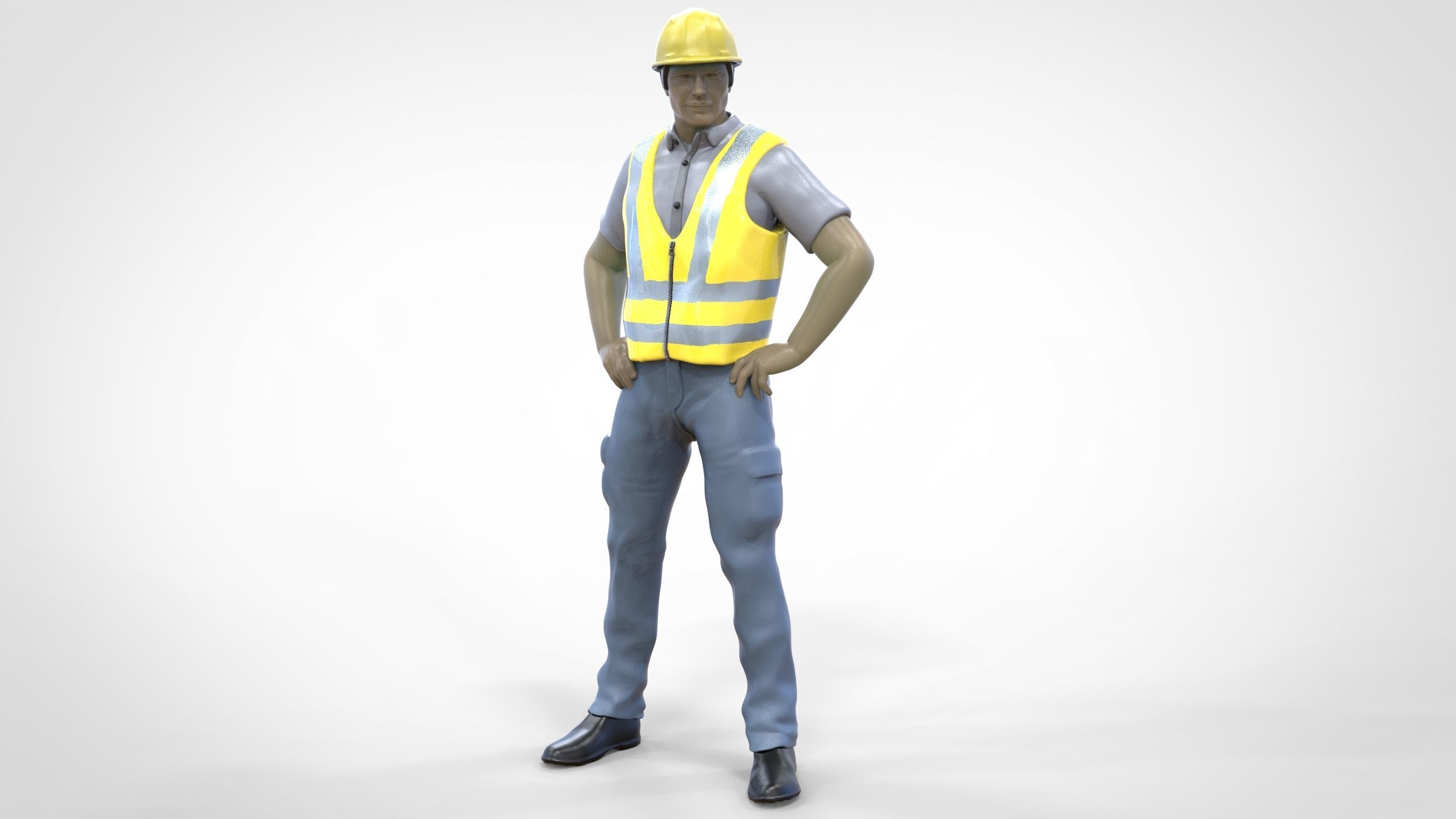 N3 Construction Worker 1 64 Miniature standing 3D print model_23