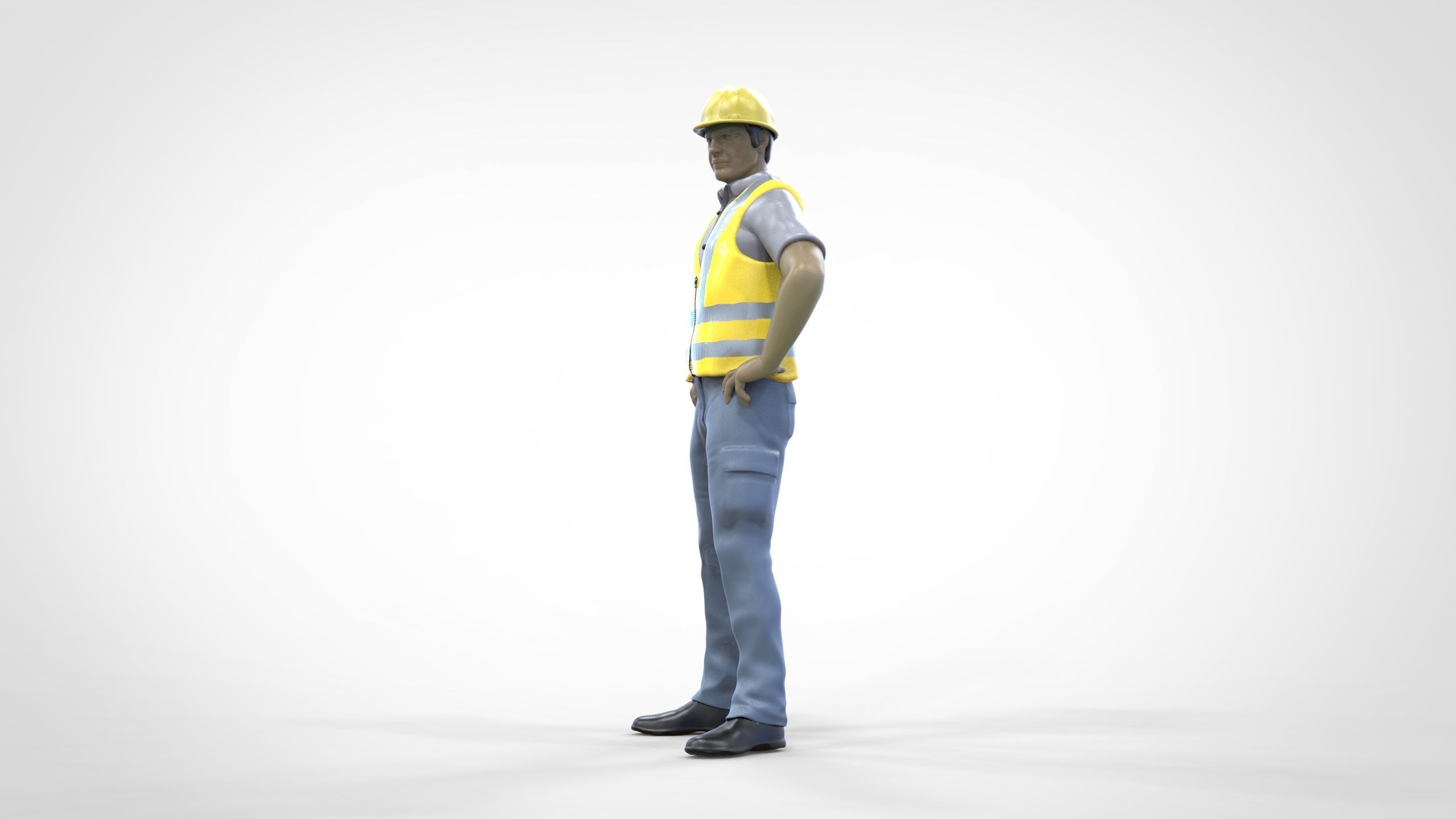 N3 Construction Worker 1 64 Miniature standing 3D print model_15