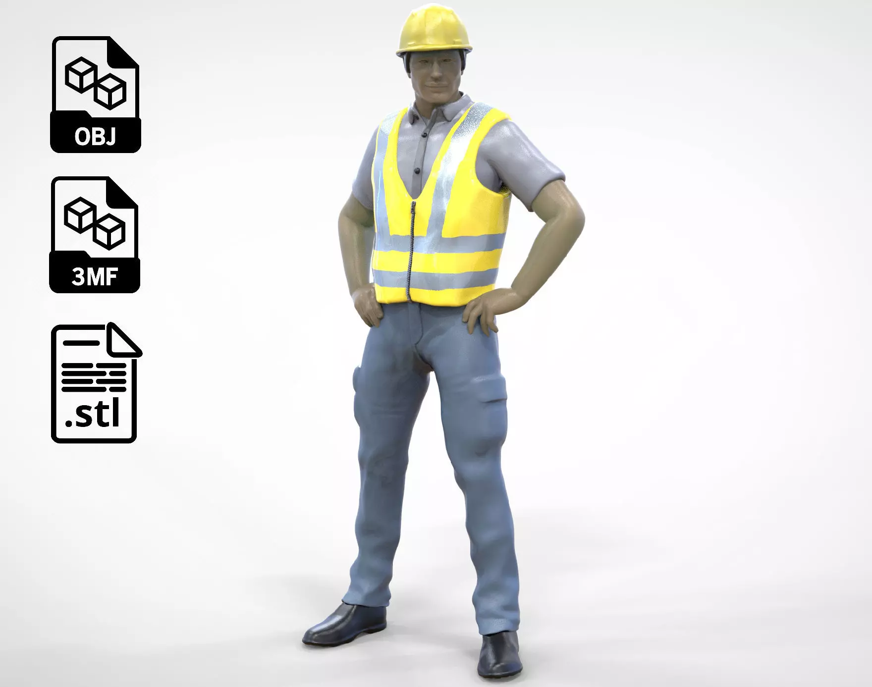 N3 Construction Worker 1 64 Miniature standing 3D print model_0