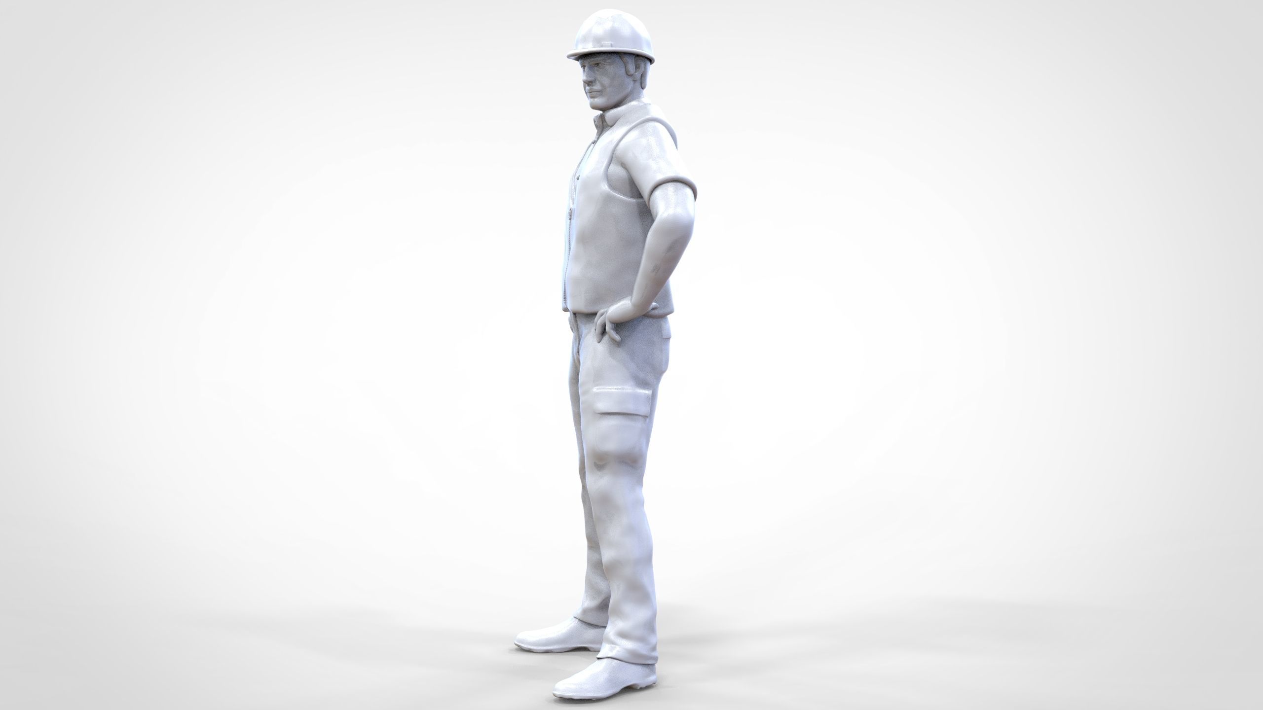 N3 Construction Worker 1 64 Miniature standing 3D print model_25