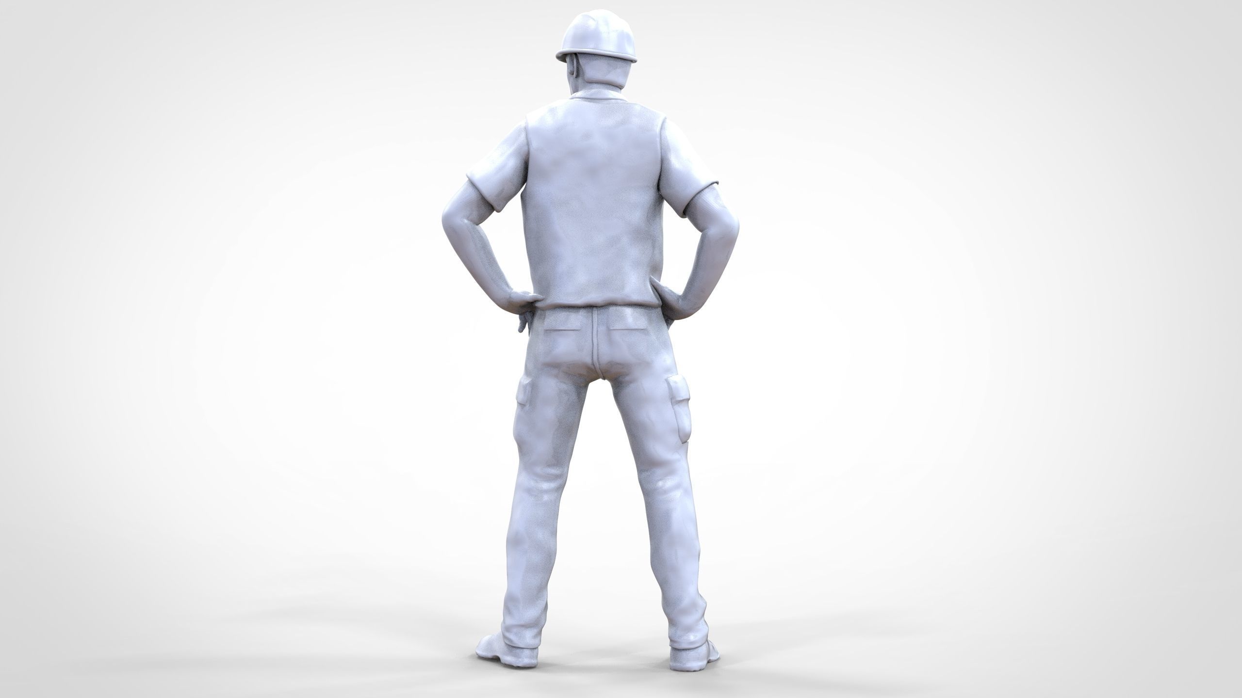 N3 Construction Worker 1 64 Miniature standing 3D print model_26