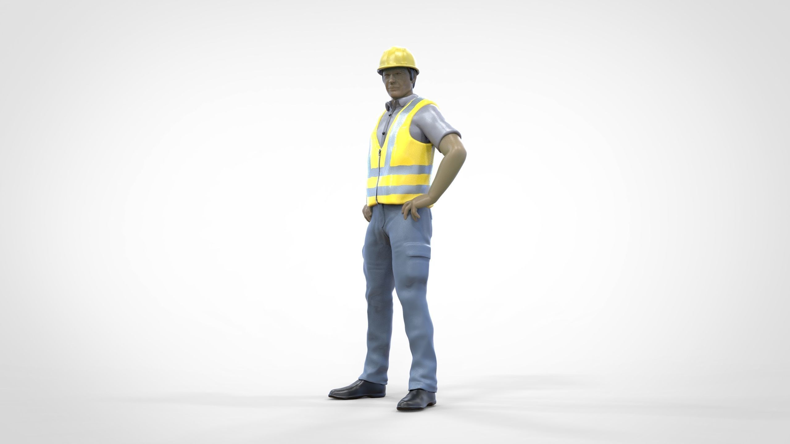 N3 Construction Worker 1 64 Miniature standing 3D print model_16