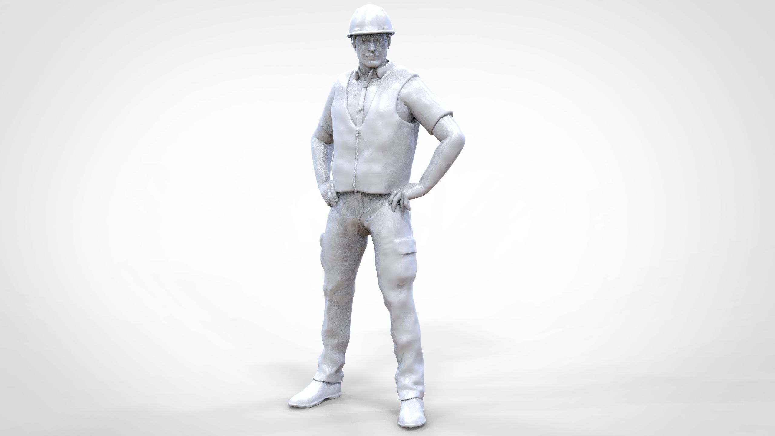 N3 Construction Worker 1 64 Miniature standing 3D print model_24
