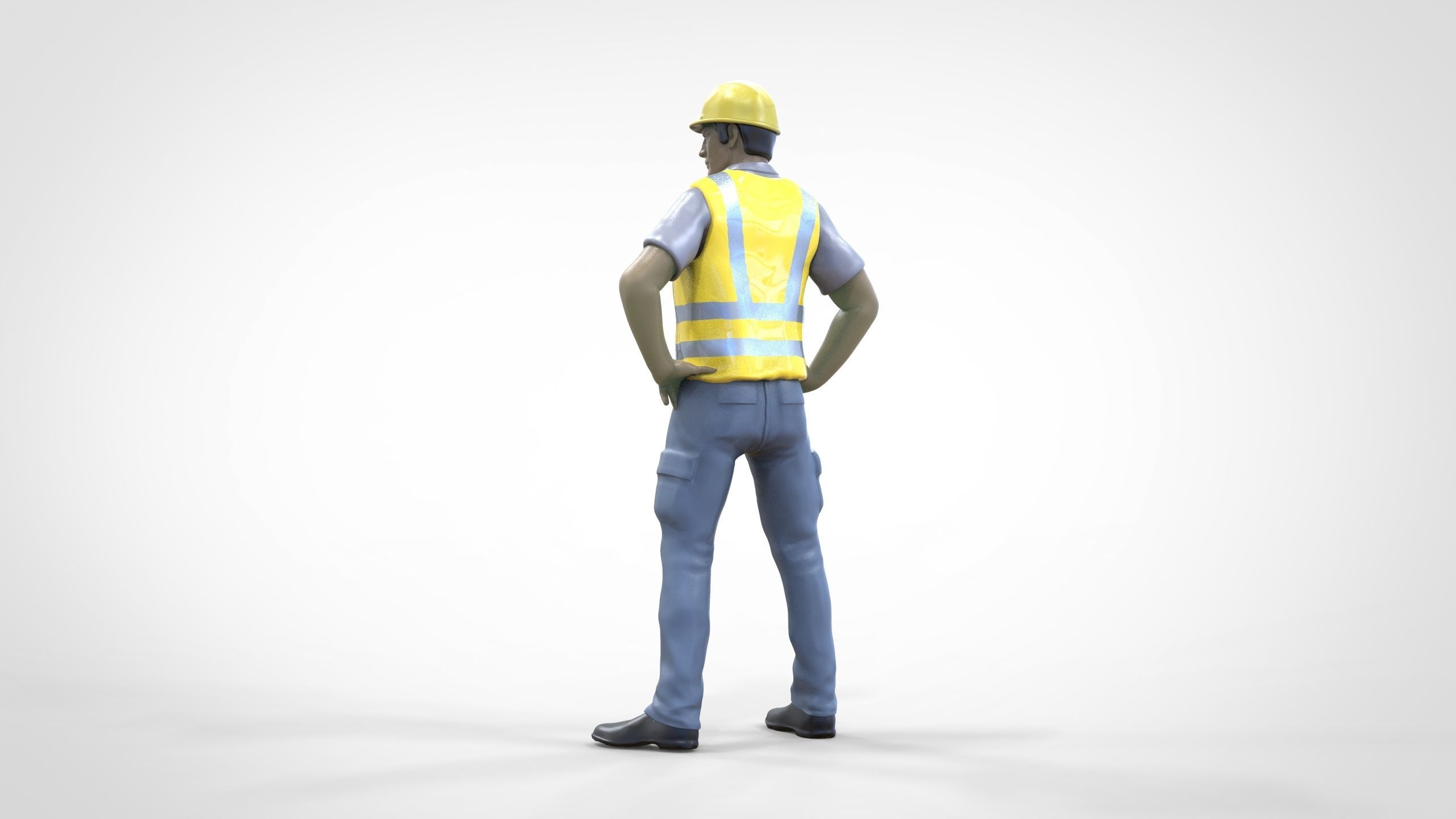N3 Construction Worker 1 64 Miniature standing 3D print model_11