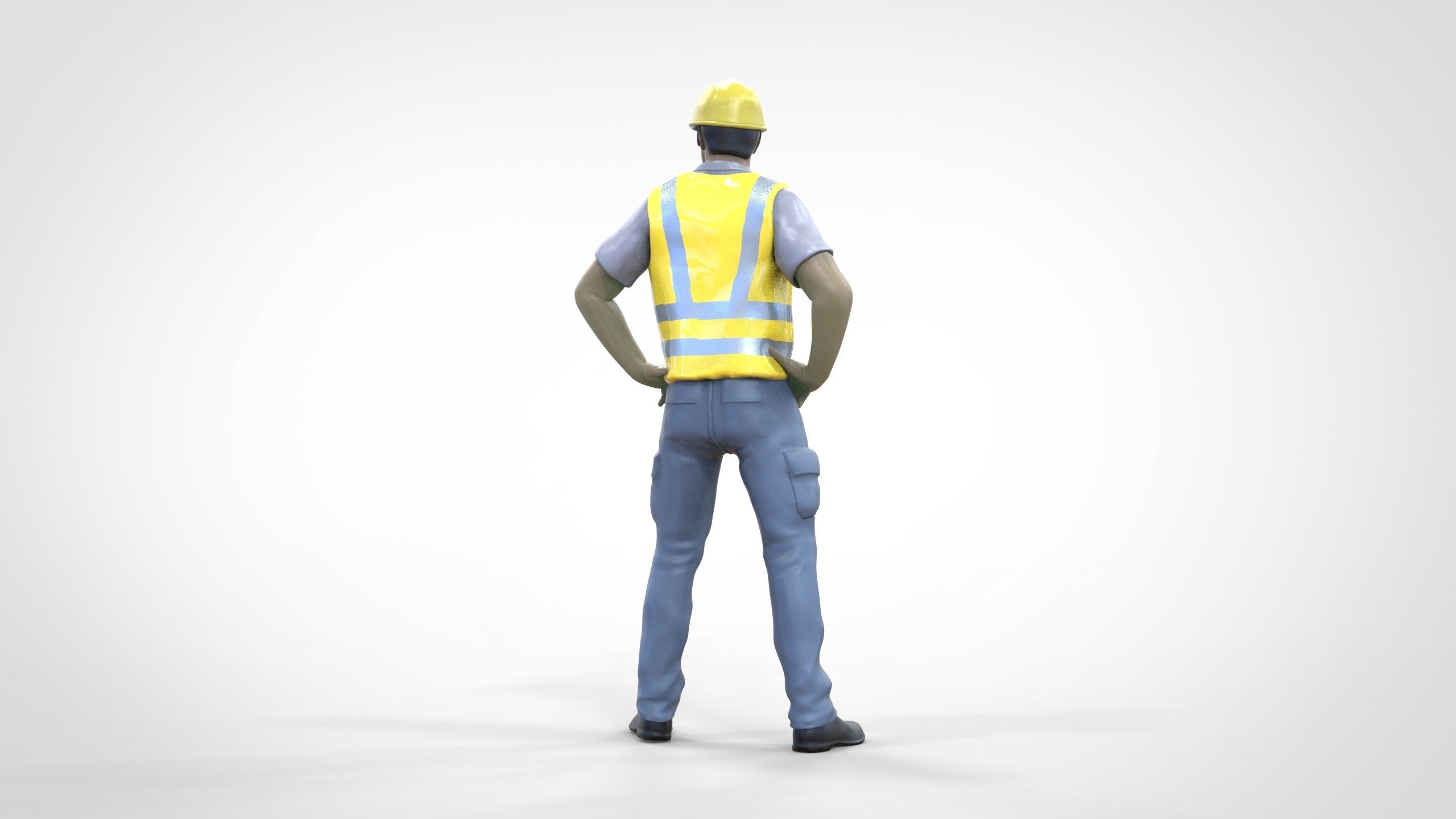 N3 Construction Worker 1 64 Miniature standing 3D print model_8