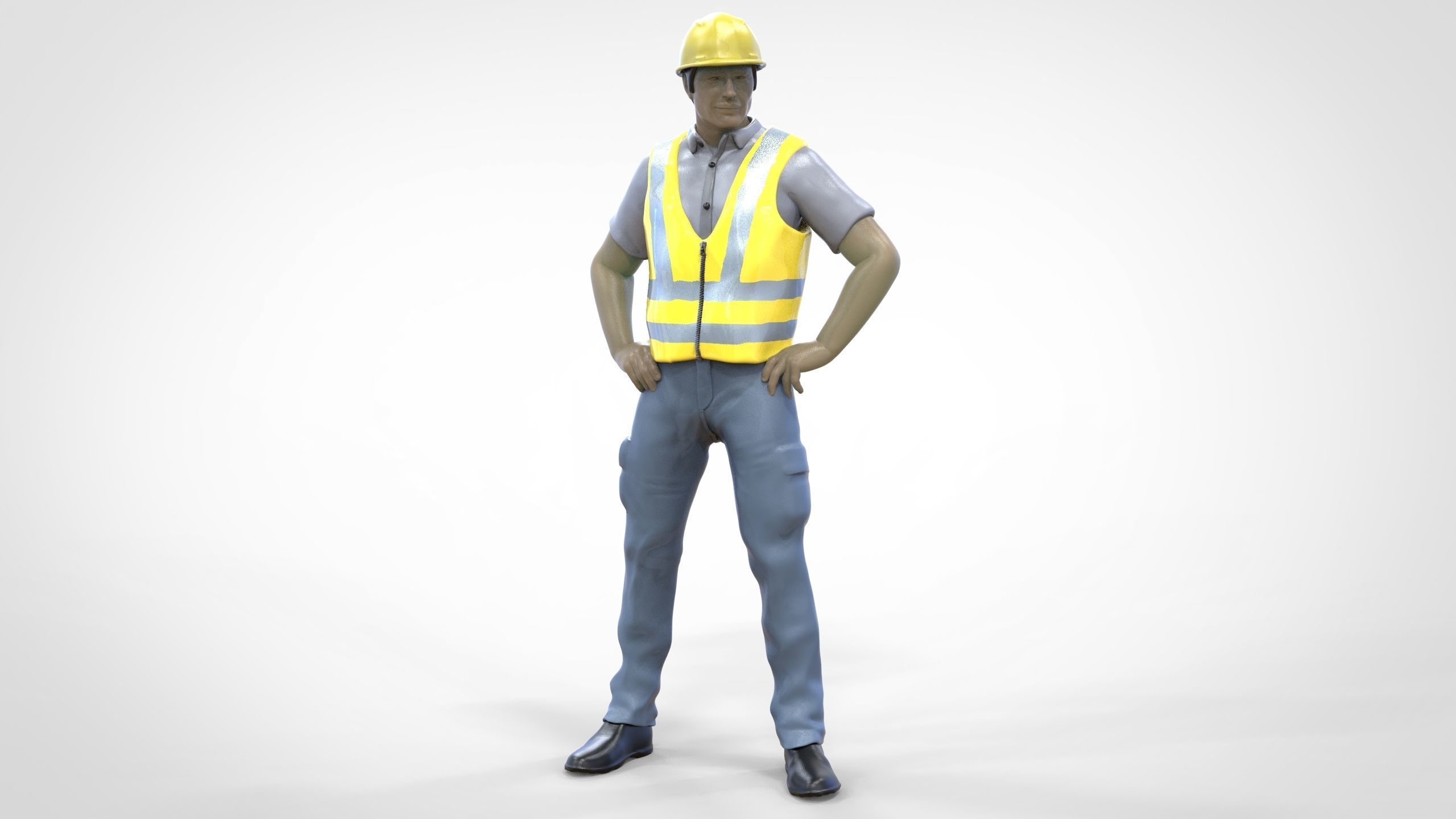 N3 Construction Worker 1 64 Miniature standing 3D print model_2