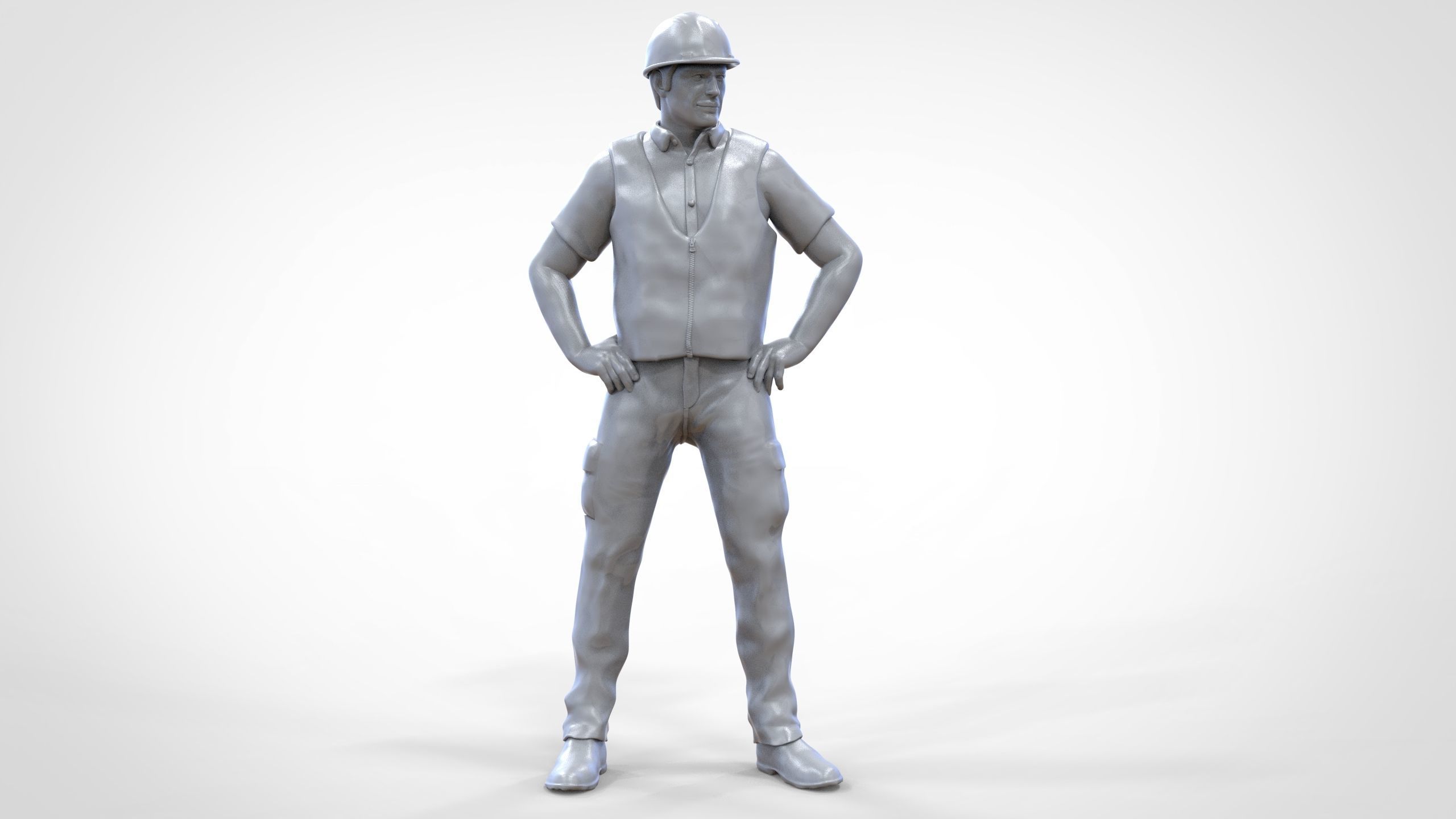 N3 Construction Worker 1 64 Miniature standing 3D print model_28