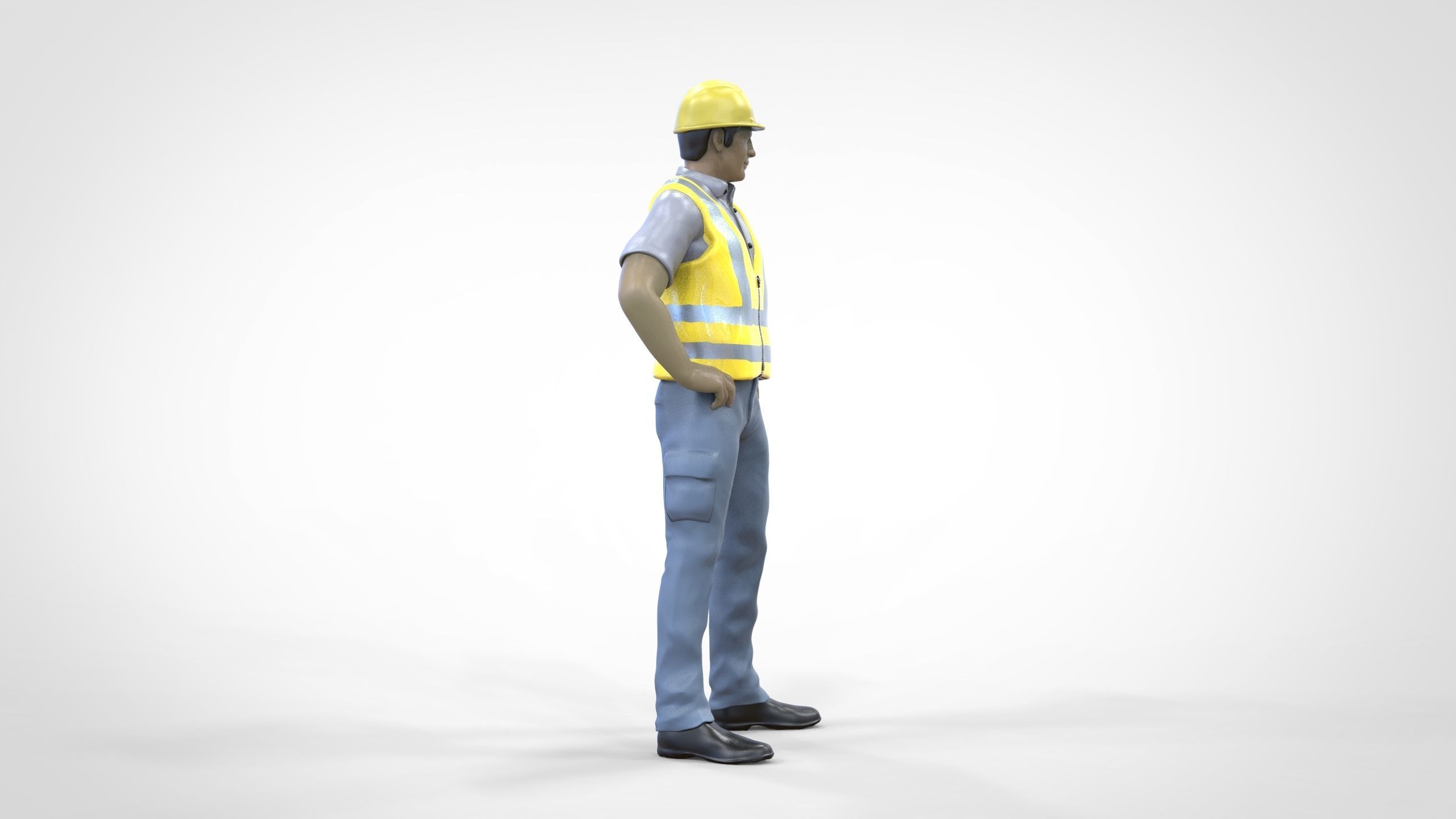 N3 Construction Worker 1 64 Miniature standing 3D print model_4