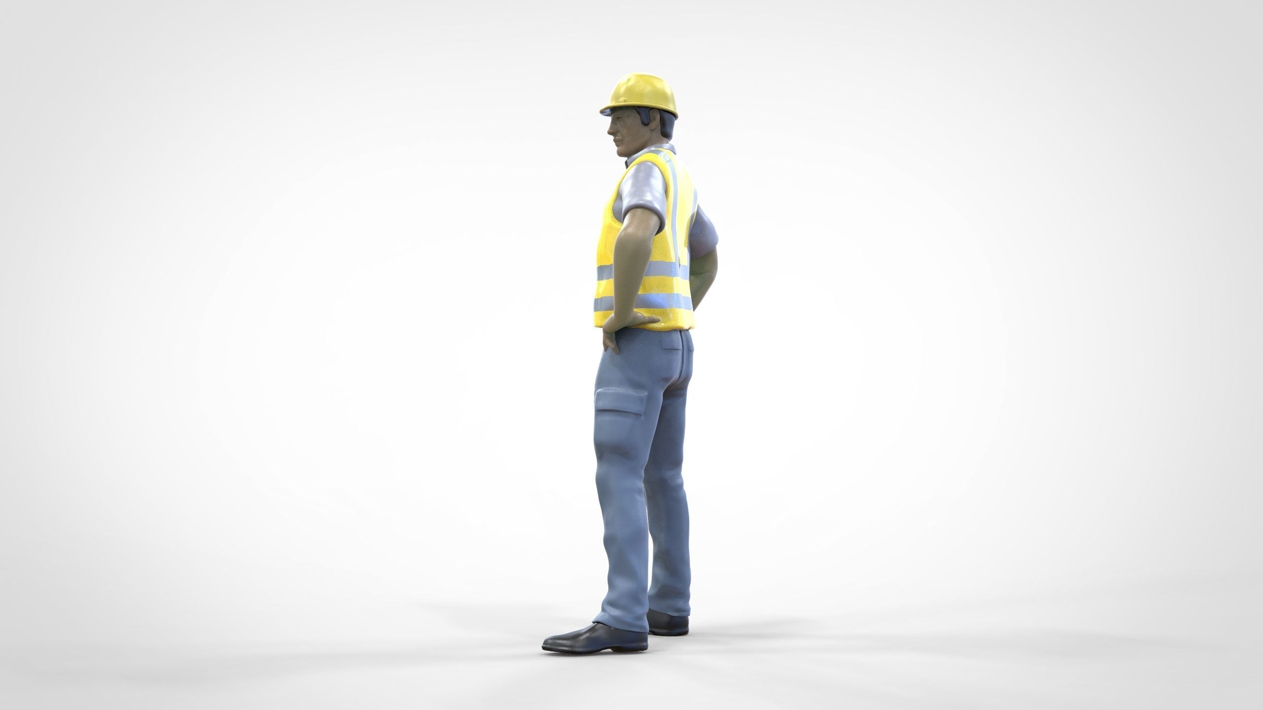 N3 Construction Worker 1 64 Miniature standing 3D print model_13