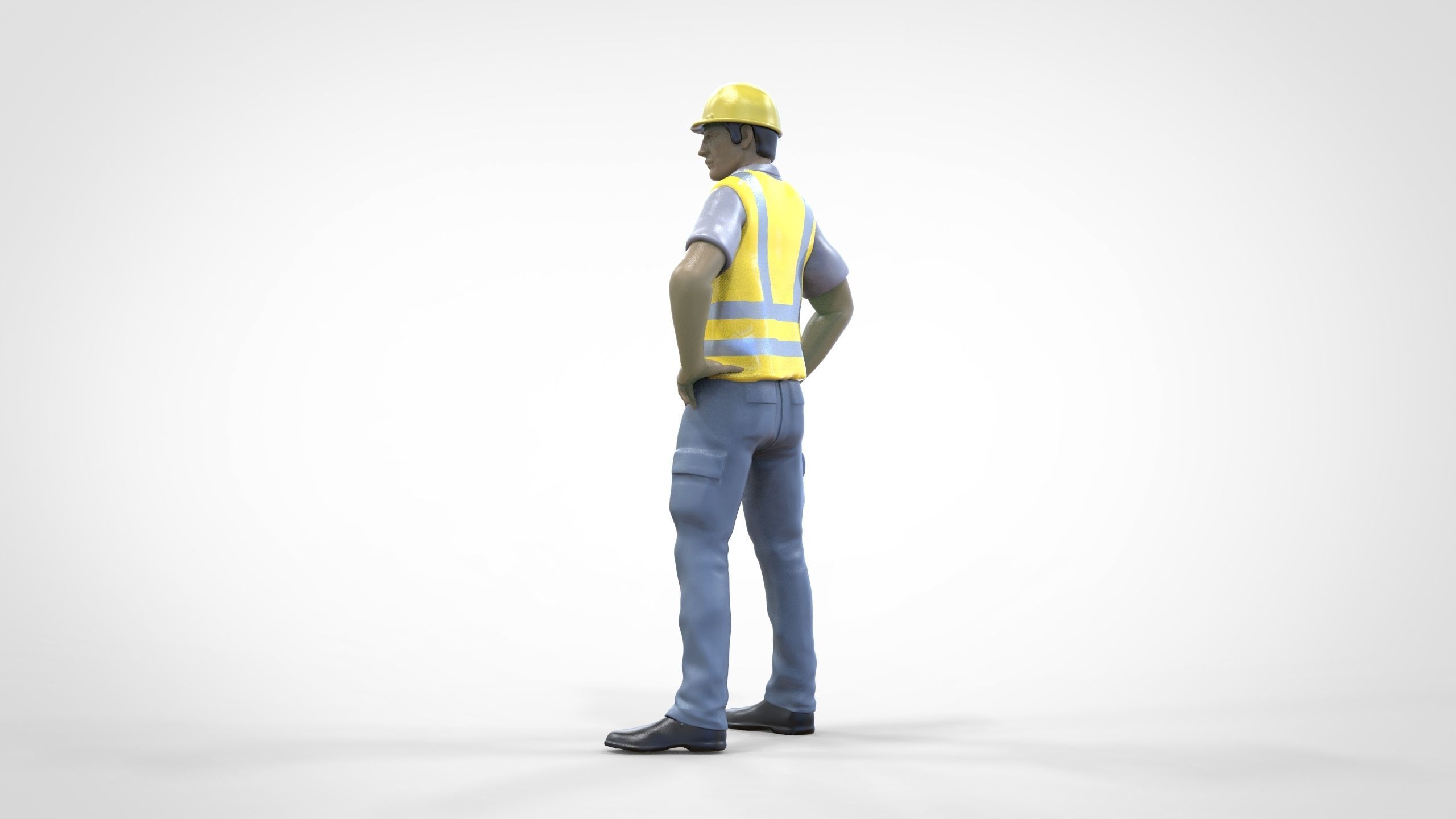 N3 Construction Worker 1 64 Miniature standing 3D print model_12