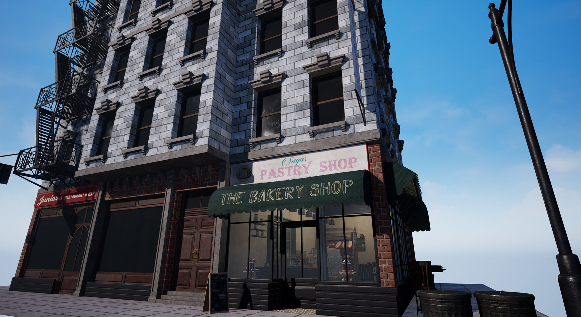 New York City 1950 Modular Building With interior Game Ready Low-poly 3D model_2