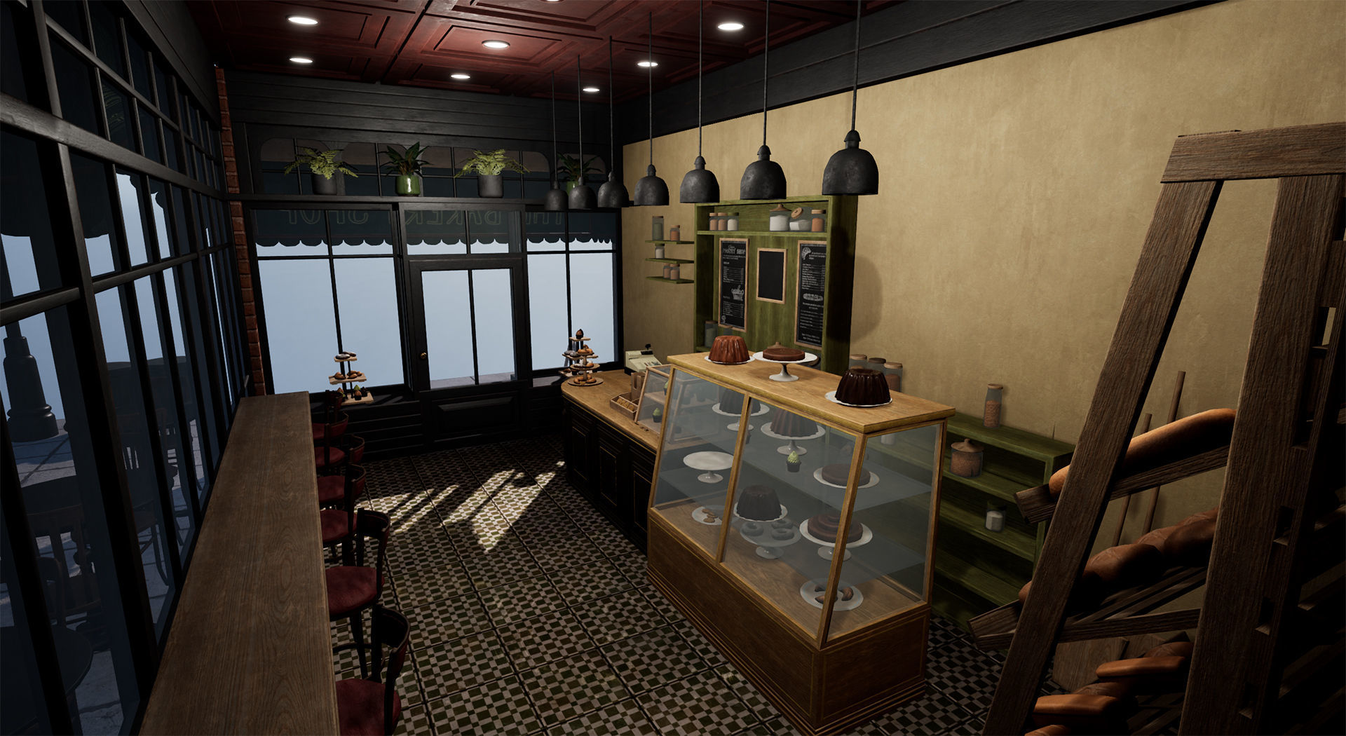 New York City 1950 Modular Building With interior Game Ready Low-poly 3D model_3