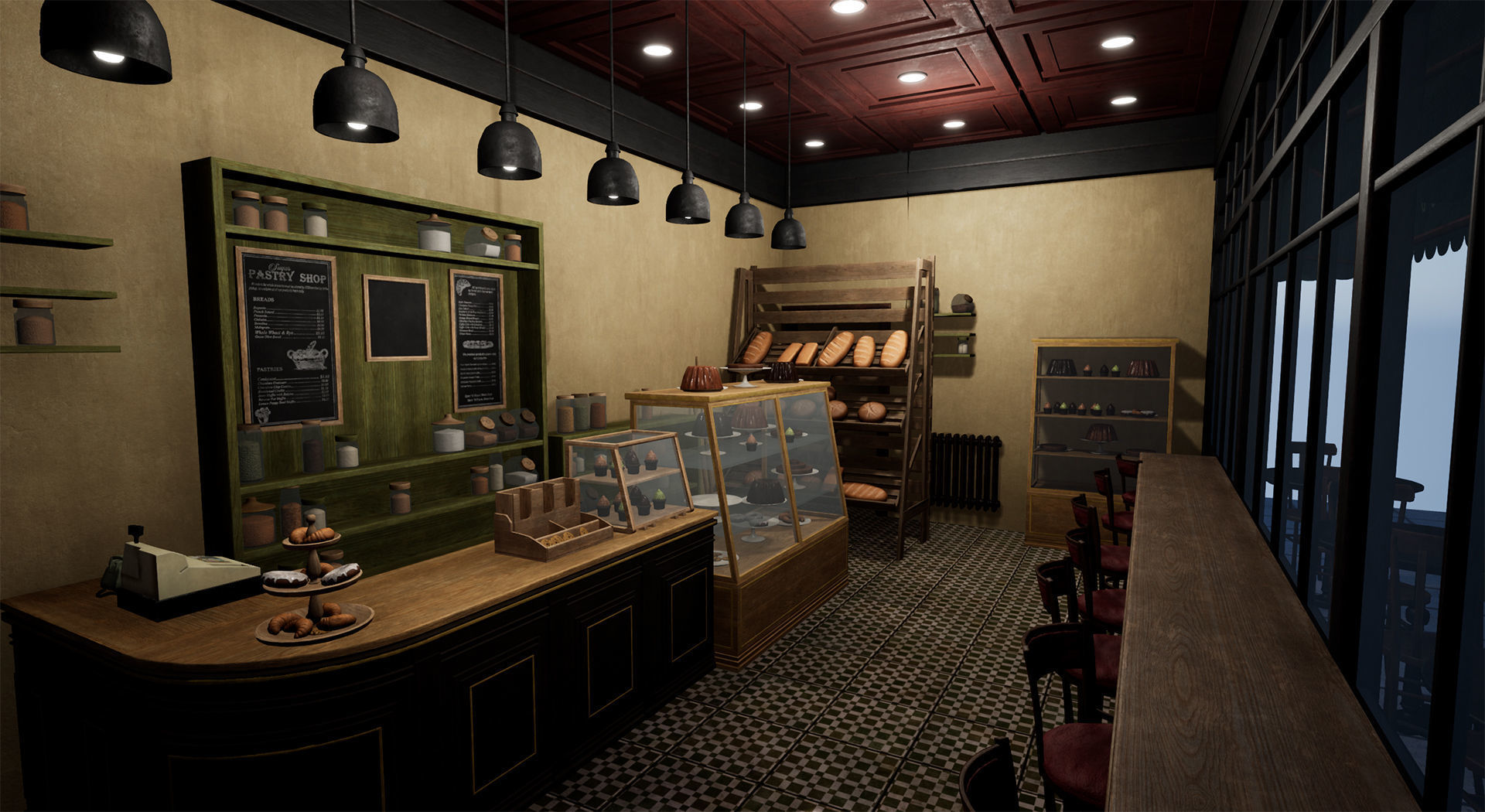 New York City 1950 Modular Building With interior Game Ready Low-poly 3D model_1