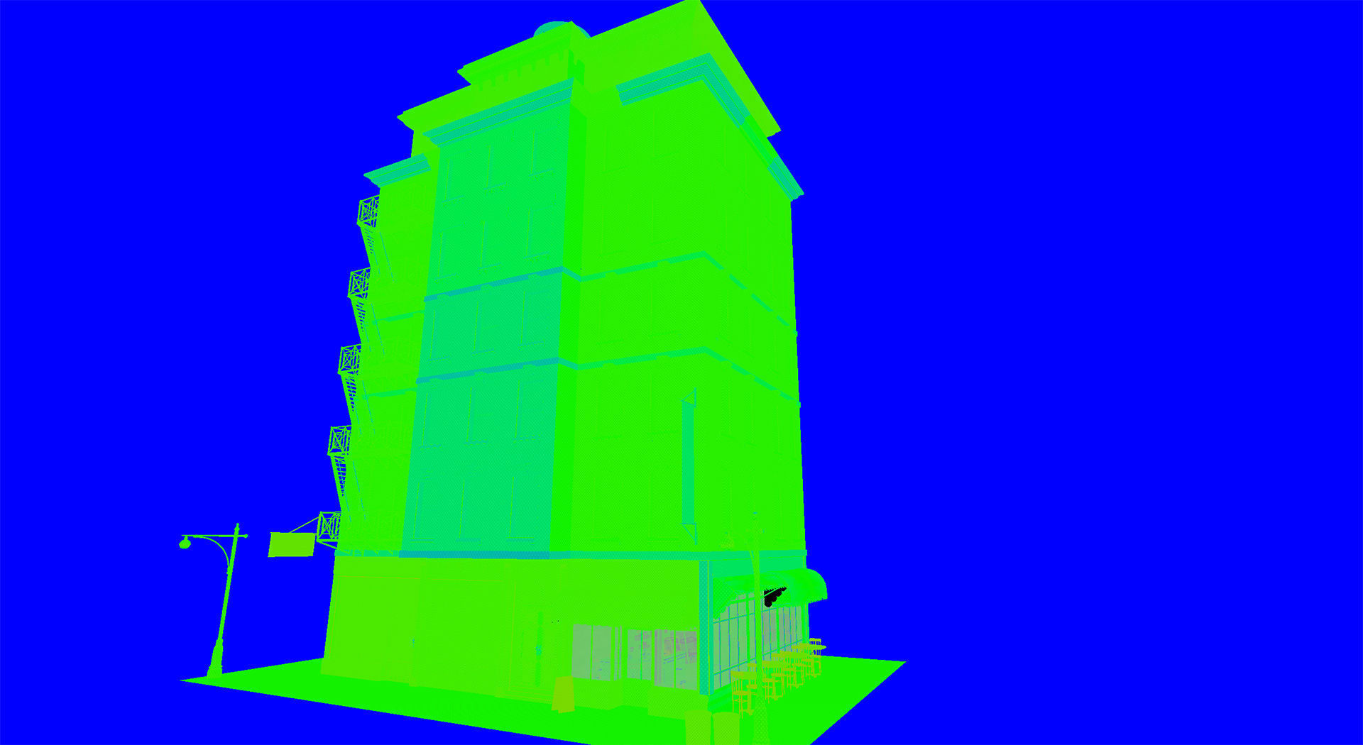 New York City 1950 Modular Building With interior Game Ready Low-poly 3D model_6