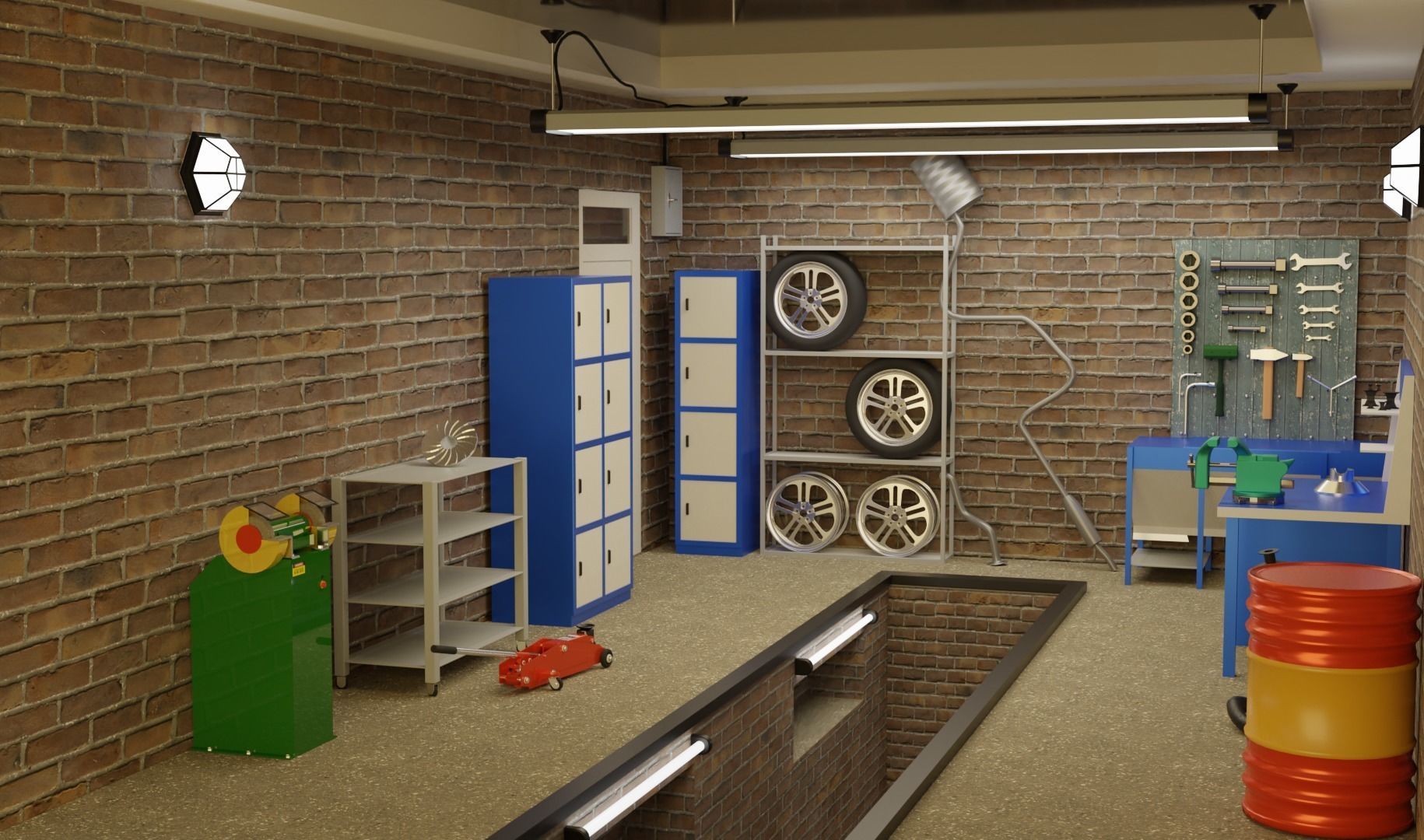 Auto Repair Shop  High Detail Garage Low-poly 3D model_1