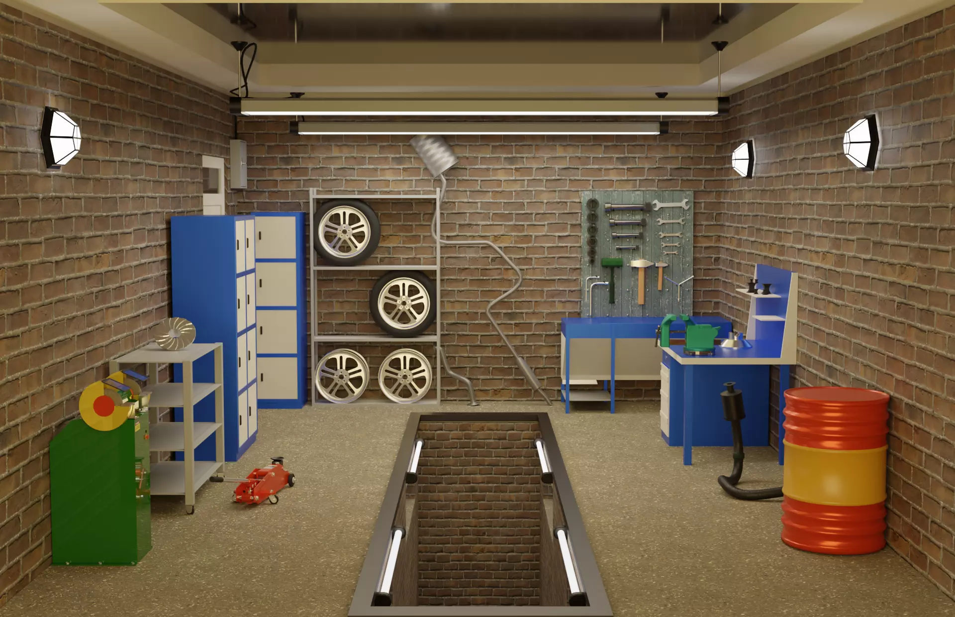 Auto Repair Shop  High Detail Garage Low-poly 3D model_0