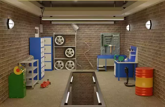 Auto Repair Shop  High Detail Garage