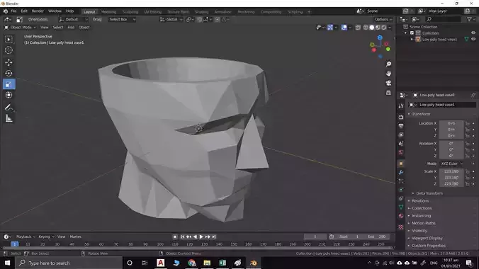 Low Poly Man Head Pot