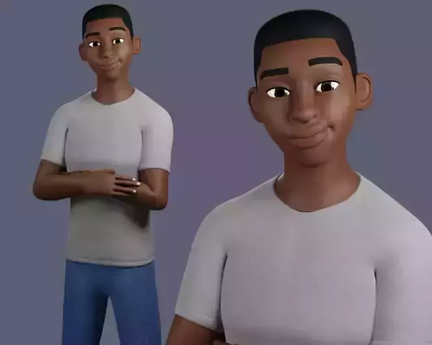 African character Rigged  Low-poly 3D model
