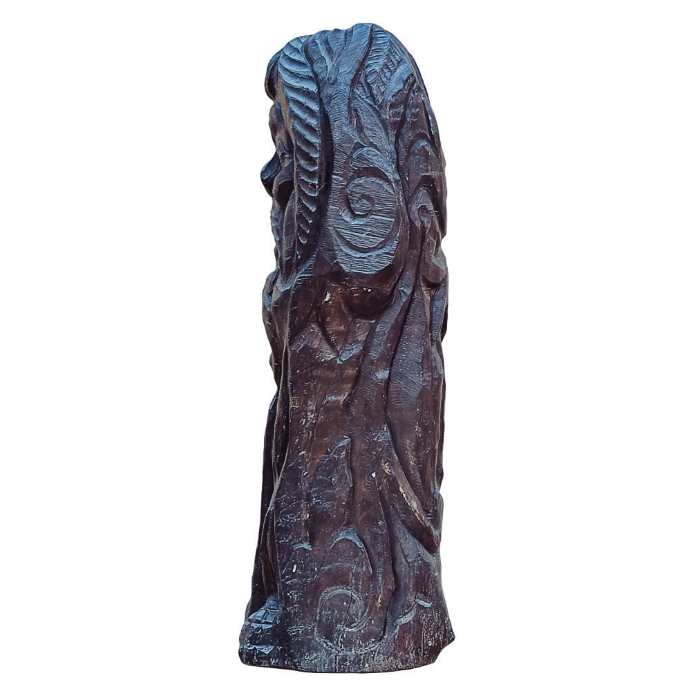 Wood Sculpture Old Man With Walking Stick 3D model_2