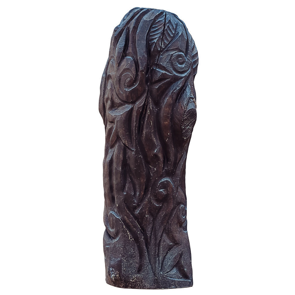 Wood Sculpture Old Man With Walking Stick 3D model_3