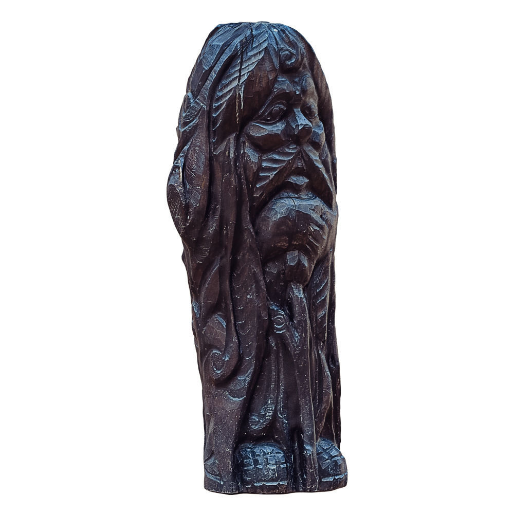 Wood Sculpture Old Man With Walking Stick 3D model_5