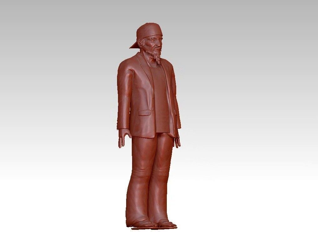 funny man in a hat suit slippers 3D print model_2