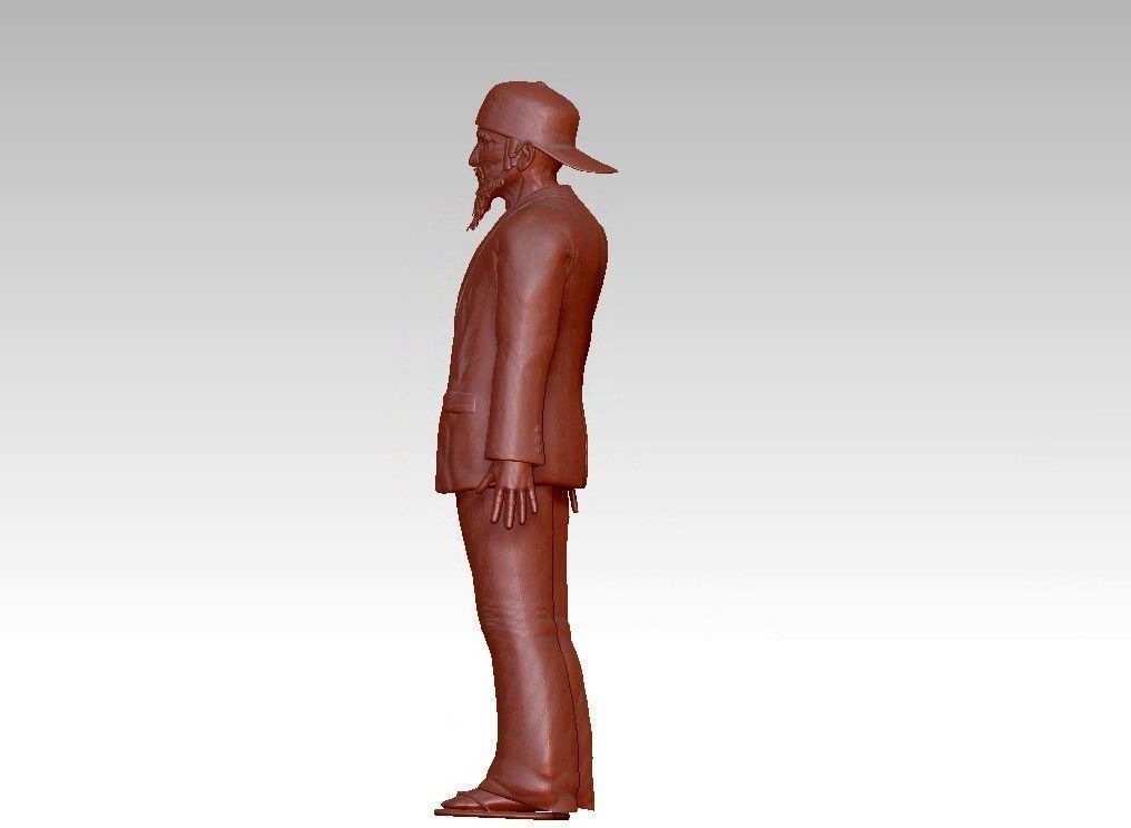 funny man in a hat suit slippers 3D print model_15