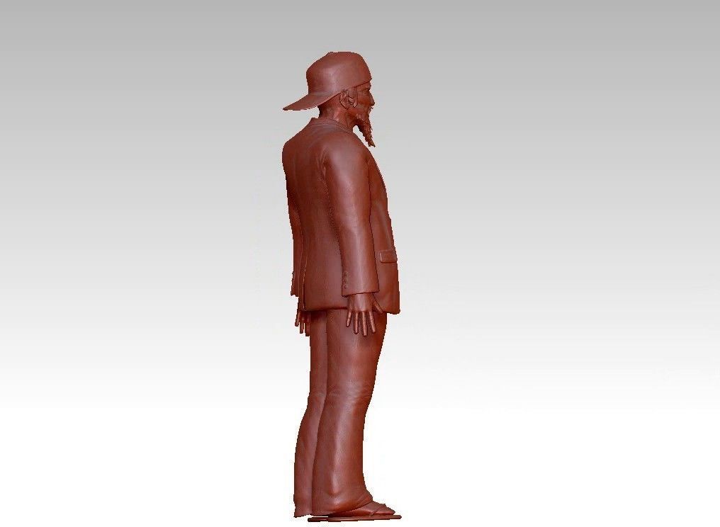 funny man in a hat suit slippers 3D print model_6