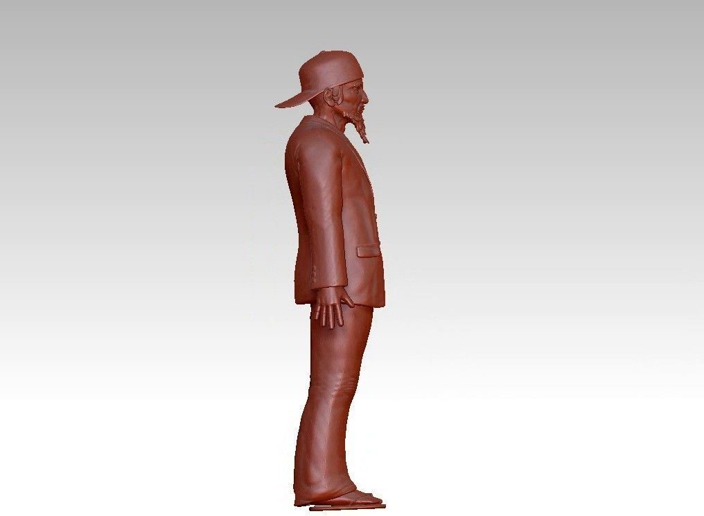 funny man in a hat suit slippers 3D print model_5