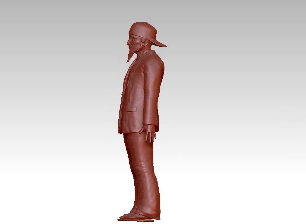 funny man in a hat suit slippers 3D print model_16