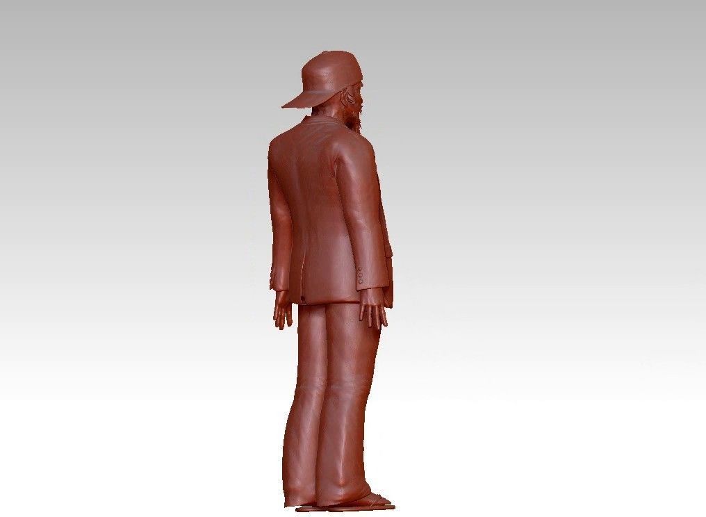 funny man in a hat suit slippers 3D print model_7