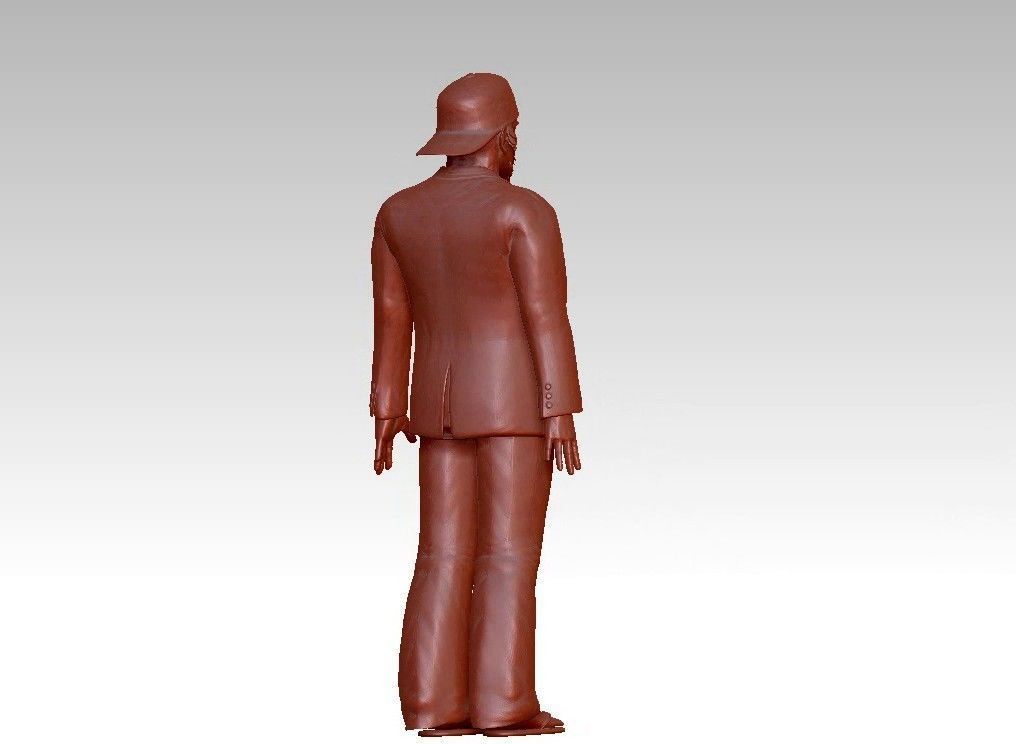 funny man in a hat suit slippers 3D print model_8
