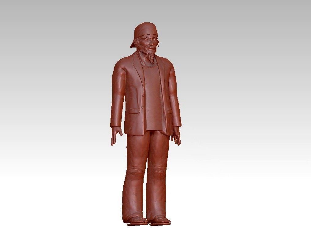 funny man in a hat suit slippers 3D print model_1